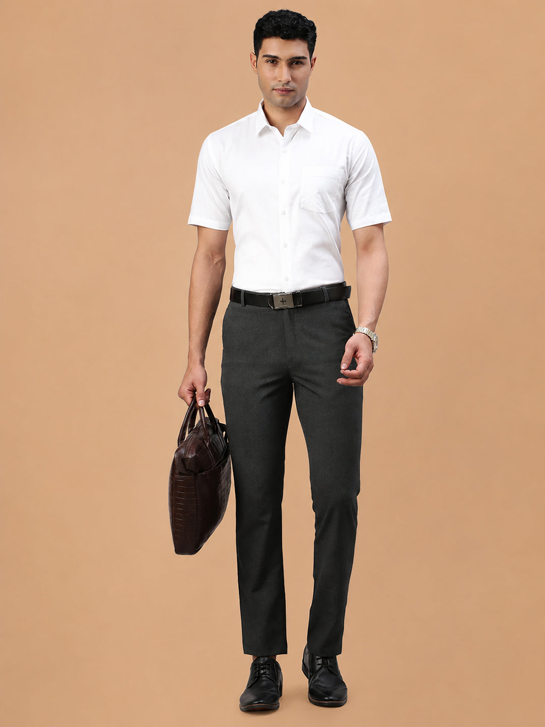 Self Design Twill Cotton White Shirt – Celebrity White