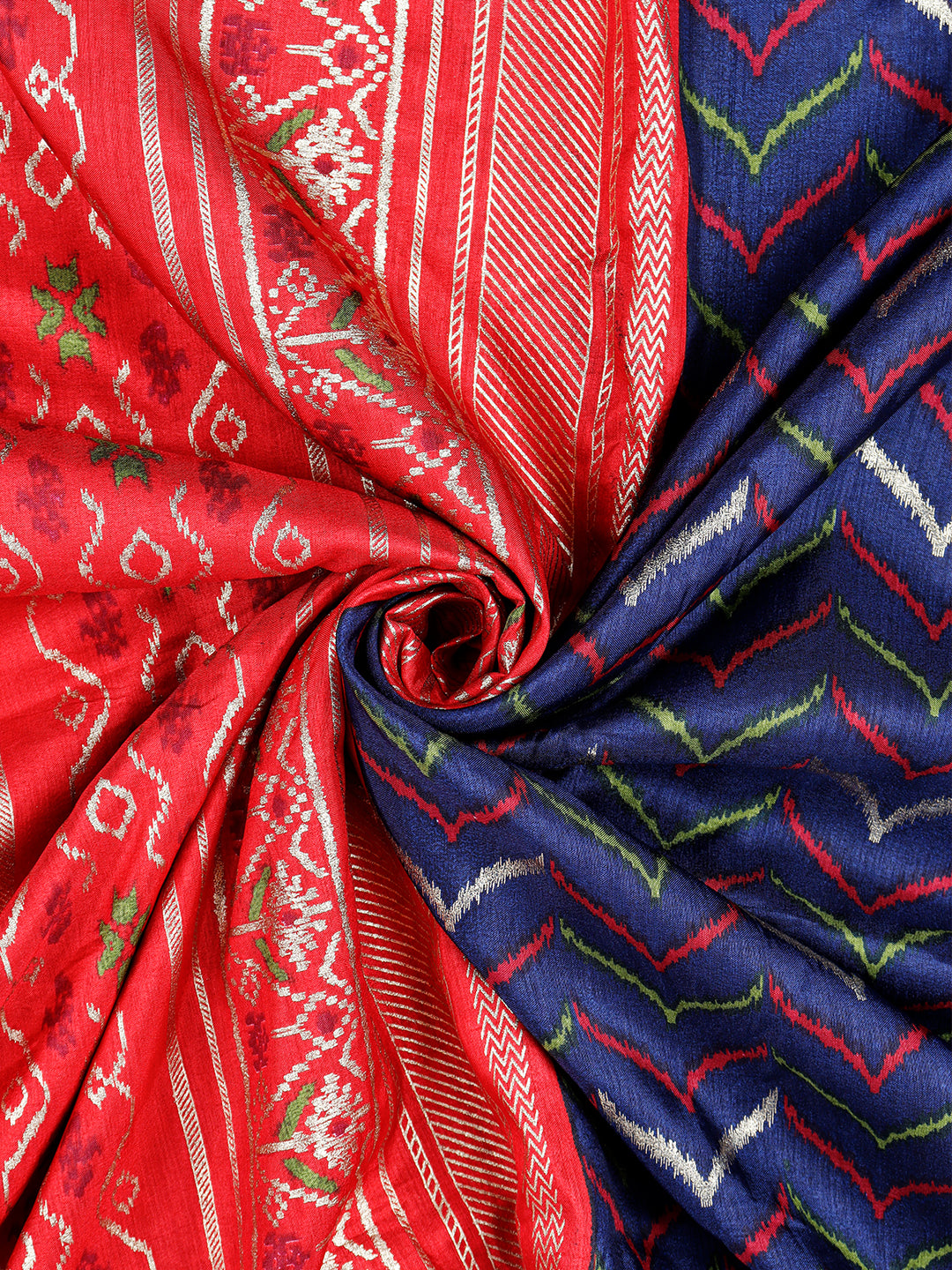 Women Art Silk Printed Navy with Red Border Saree AS08-Close view