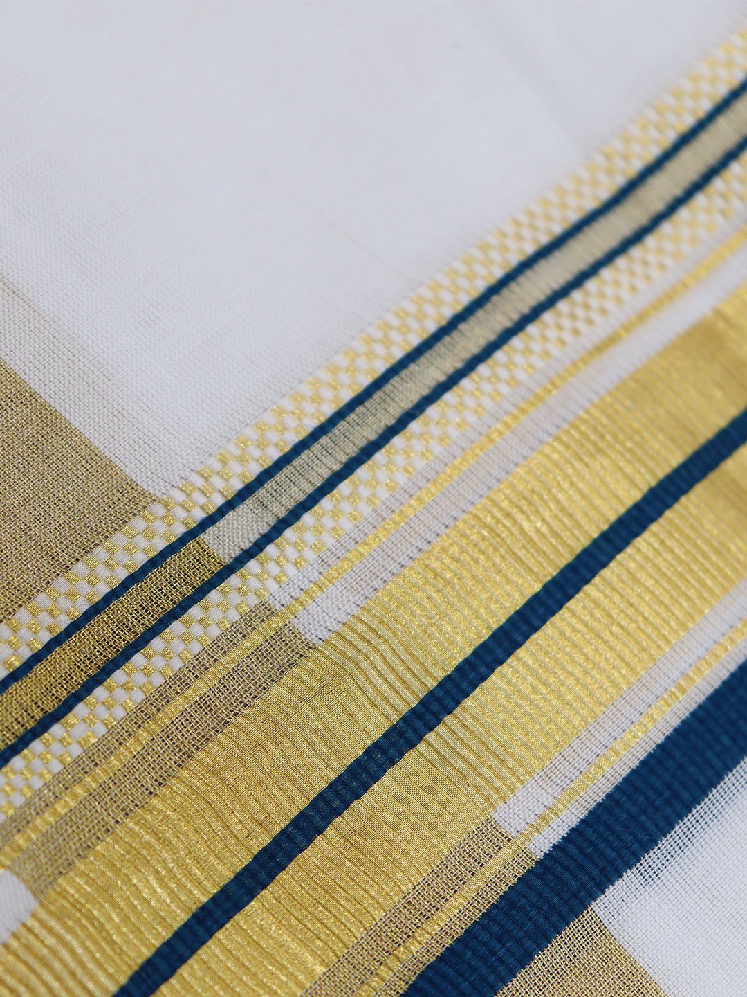 Double Layer Premium Handloom White Dhoti with Fancy Jari Border - HLM114 4m