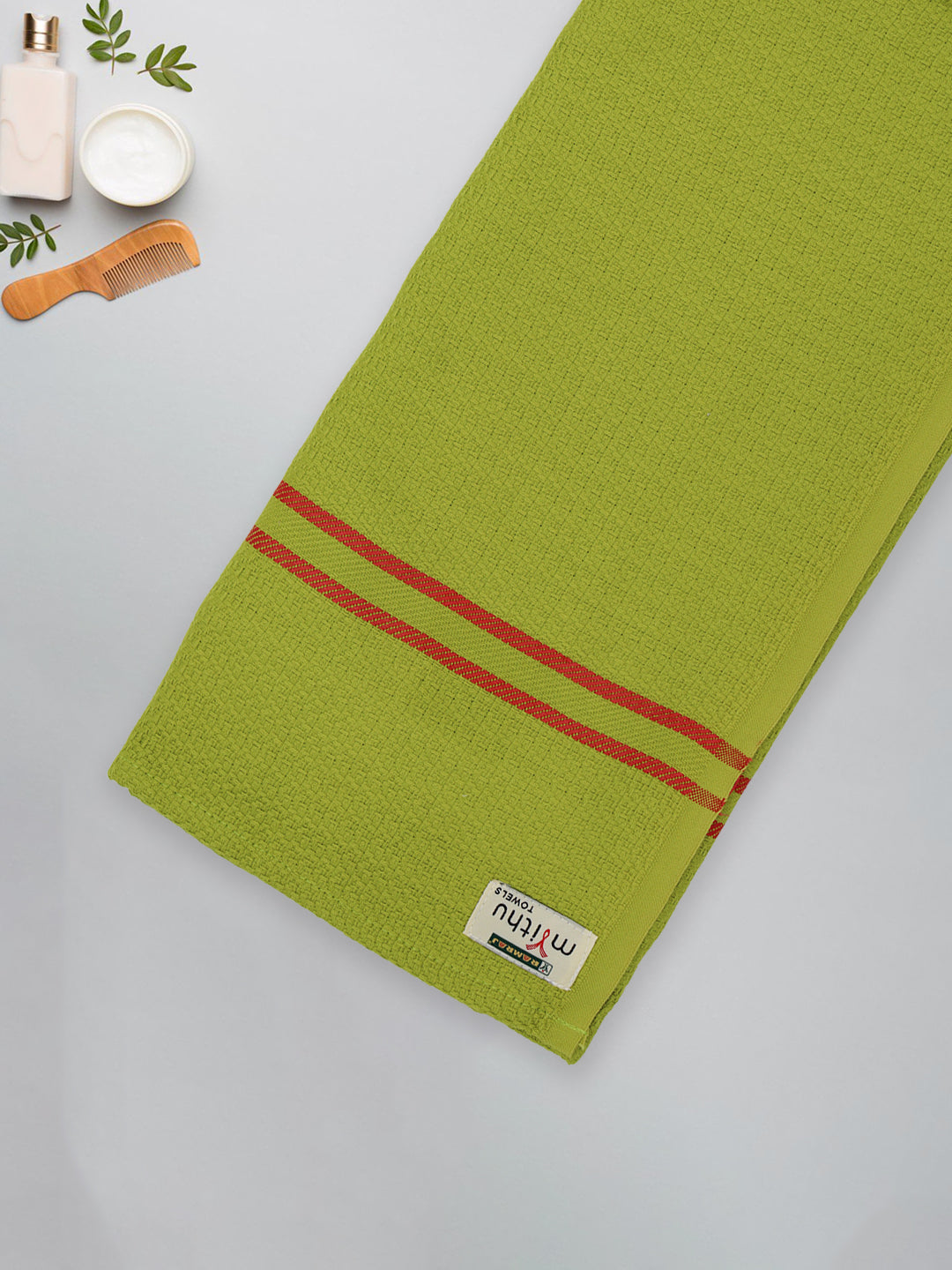 100% Cotton Self Designed Bath Towel Green Magnus MCS01