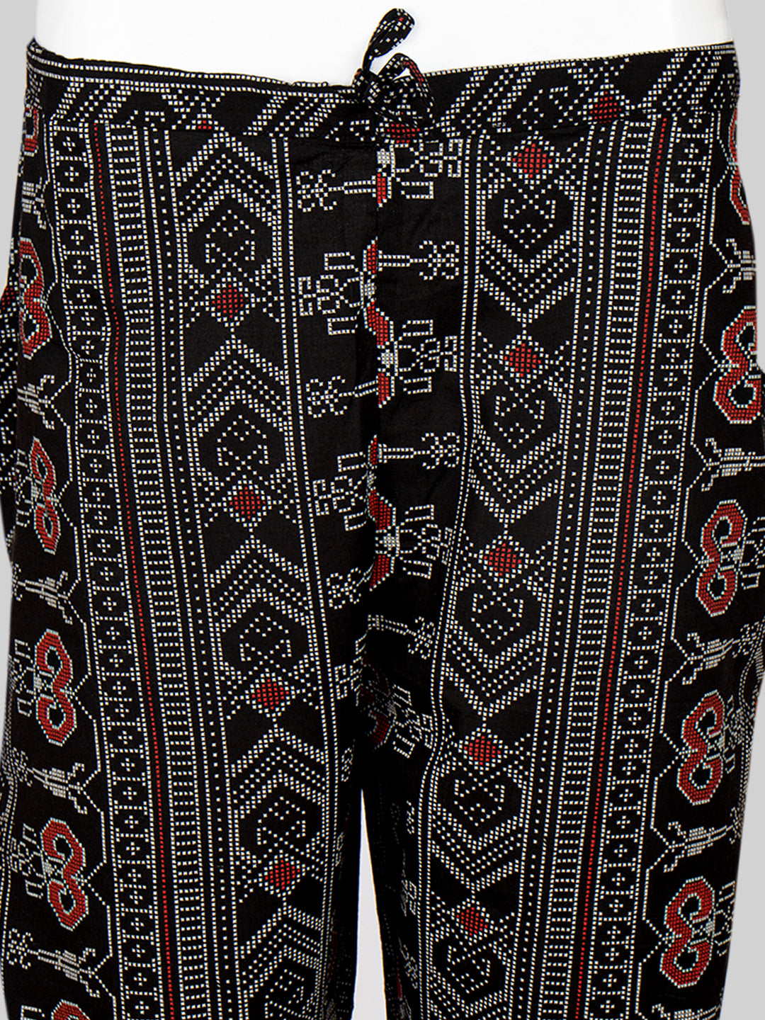 Women Cotton Printed Kurti Set Black EKS50