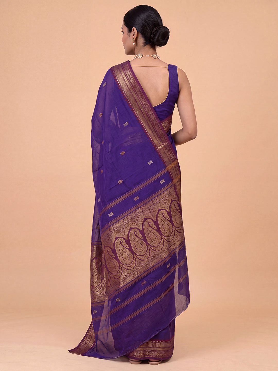 Women Chettinad Cotton Violet Saree CCS11