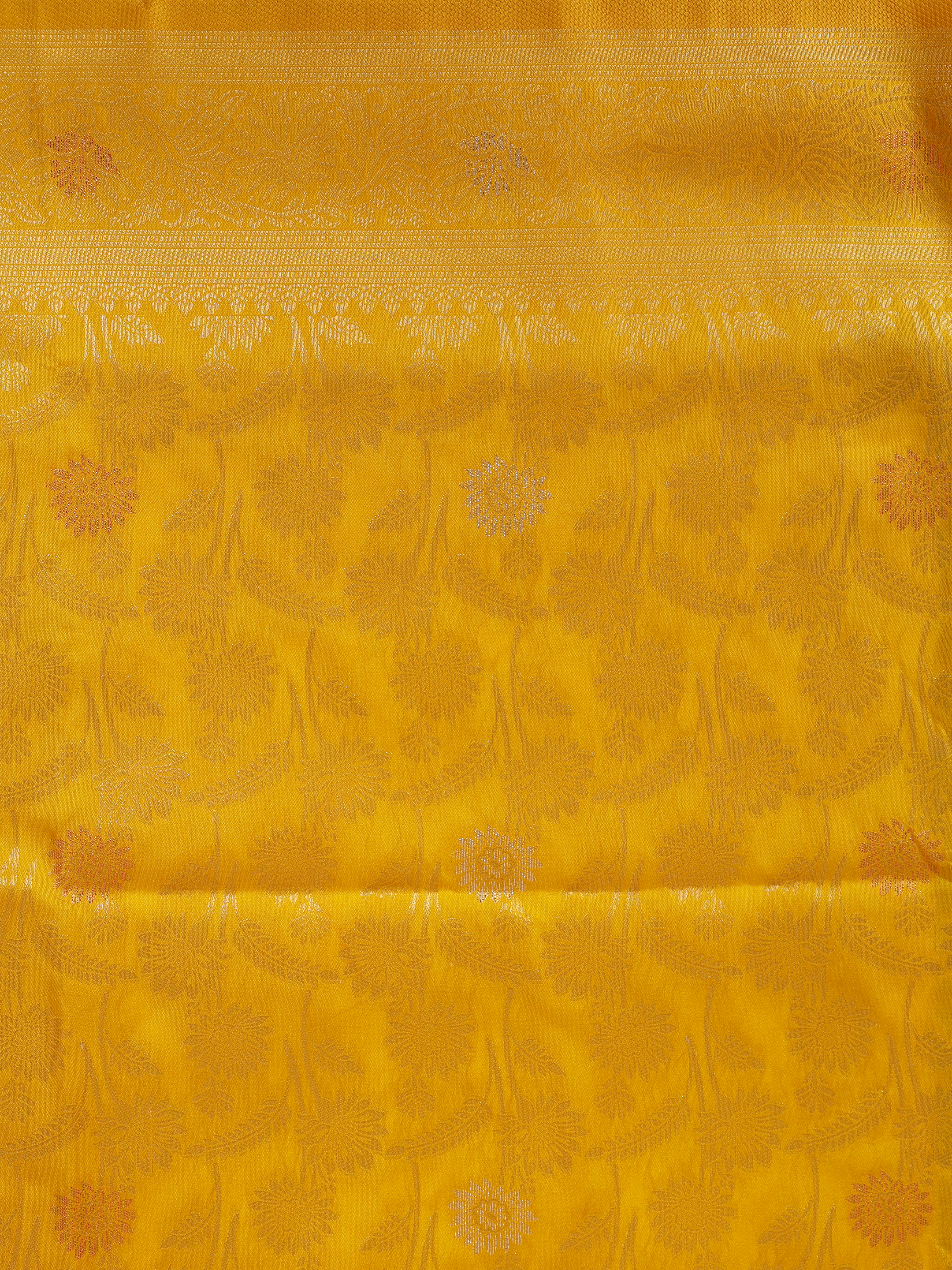 Women Semi Tussar Golden Yellow Saree ST359