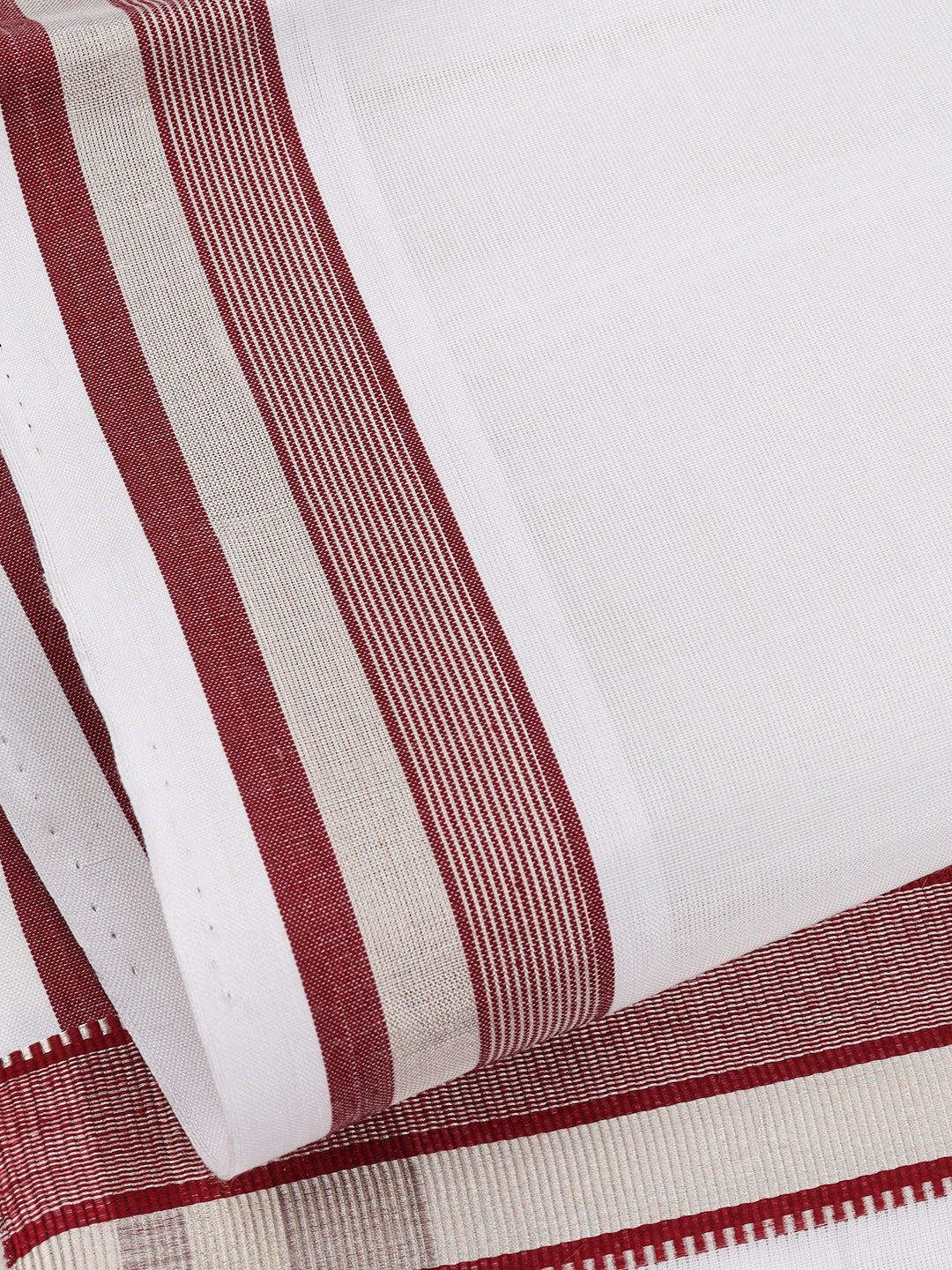 Men Premium Handloom Dhoti Maroon With Silver Fancy Border