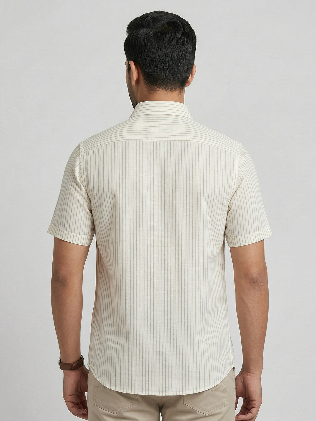 Pure Linen Striped Shirt White LS134