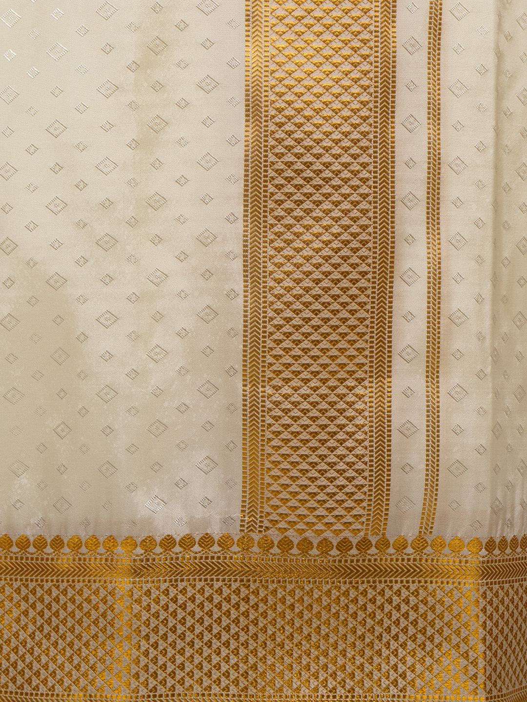 Men Art Silk Cream Self Design Shirt & Dhoti Towel Set Parinayam Grand CRJD1