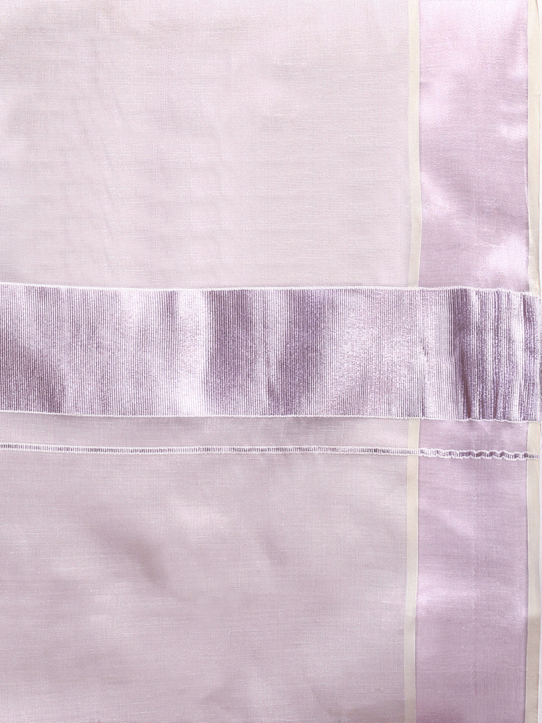 Women Traditional Kerala Tissue Rose Gold Plain Saree KS216