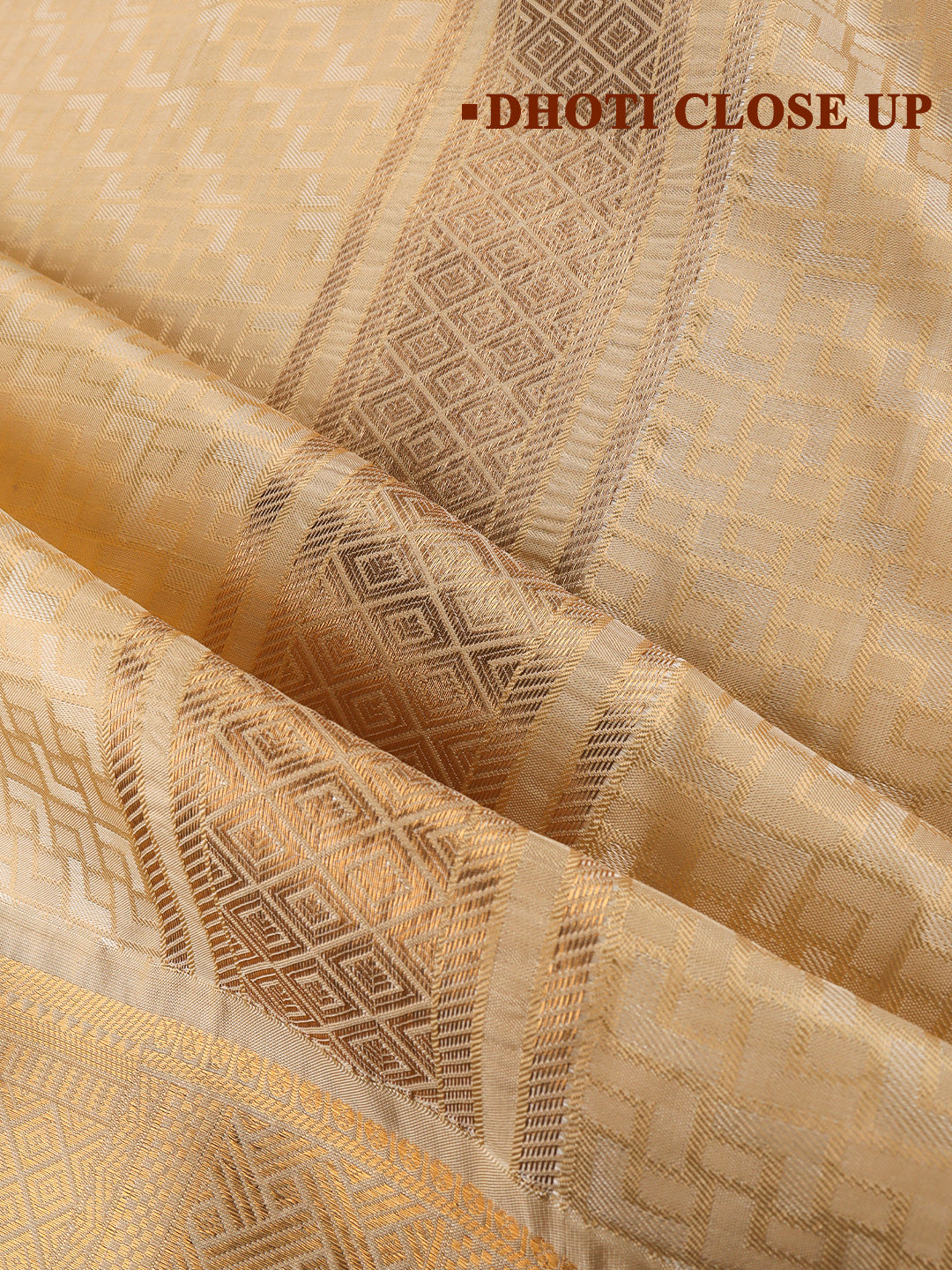 Men Art Silk Jari Dhoti & Shirting Peach Mangalakara Set 140k (2 in 1)