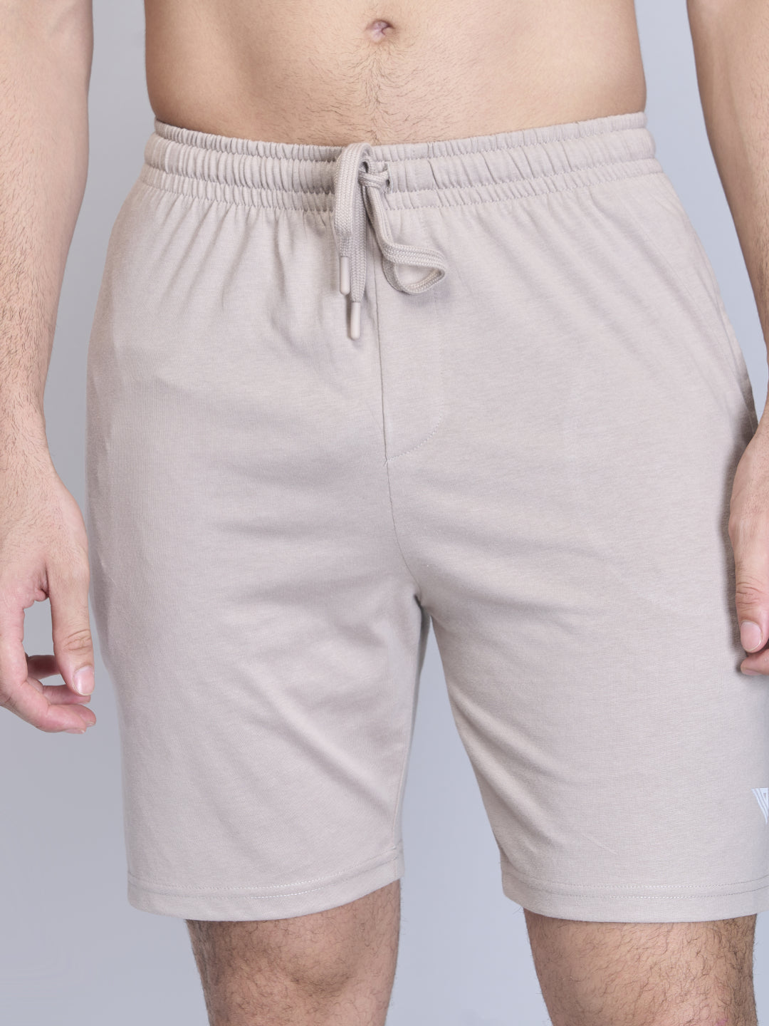 Men Combed Cotton Shorts Beige