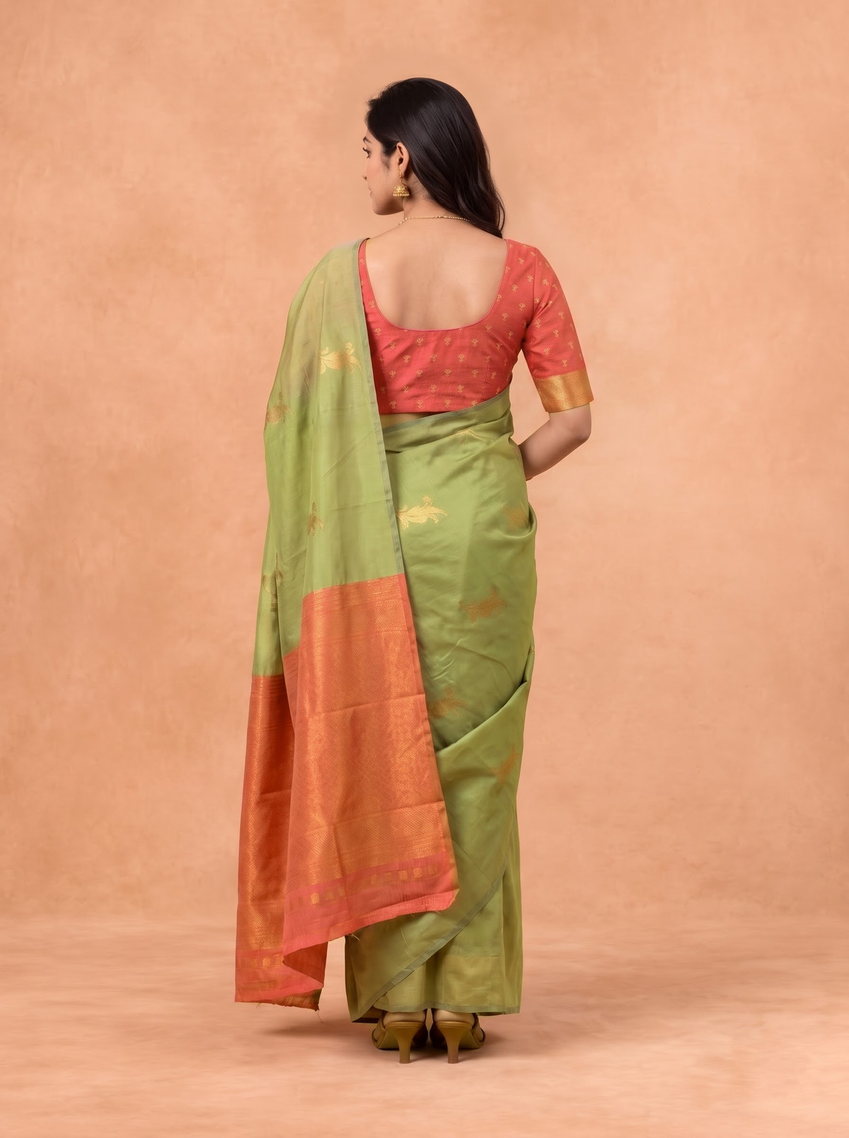 Couple Combo Shirt & Dhoti Set with Saree Green SS527