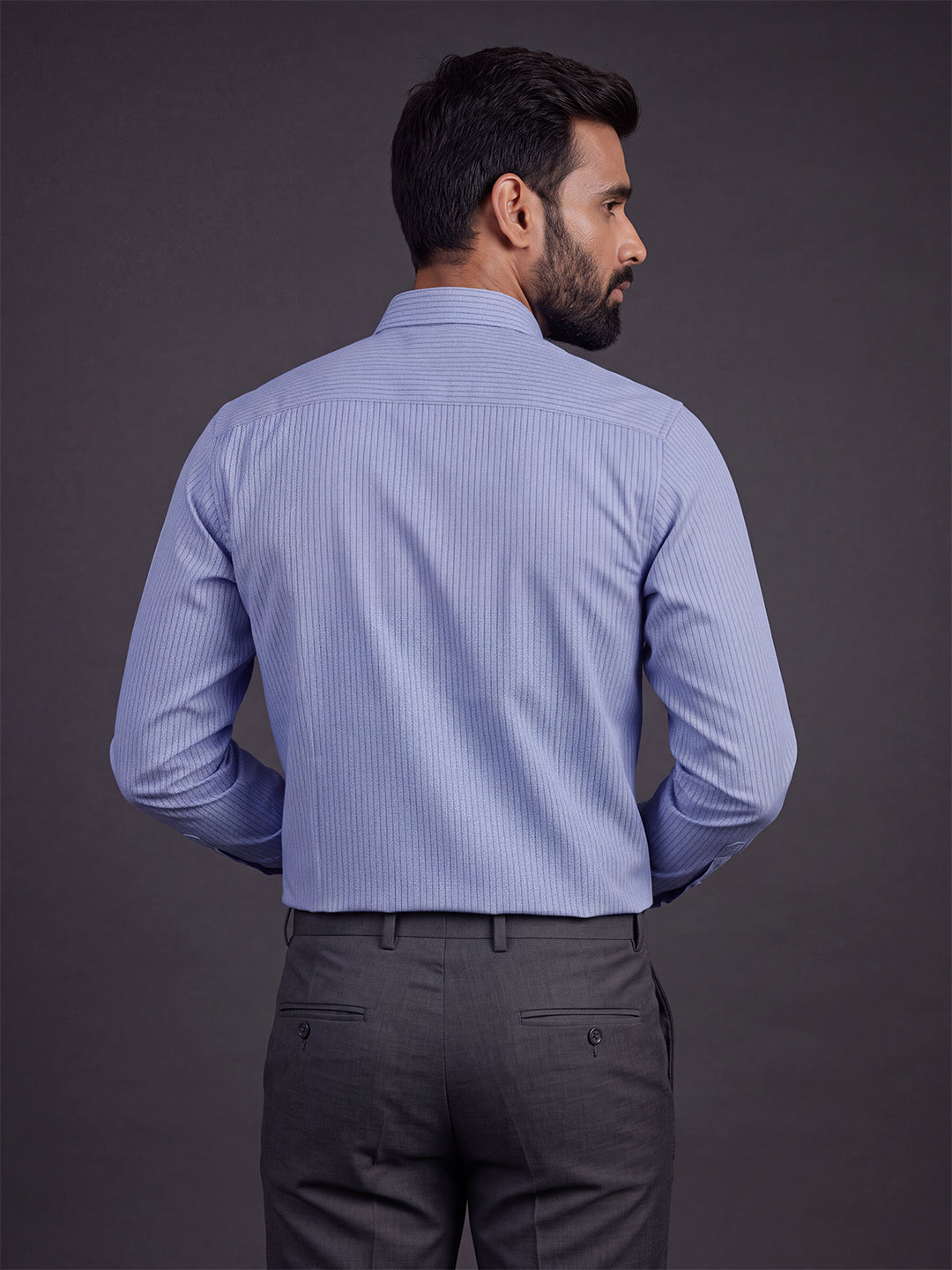 Prima Club Premium Cotton Dobby Light Blue Stripes Regular Fit Shirt SRAY1