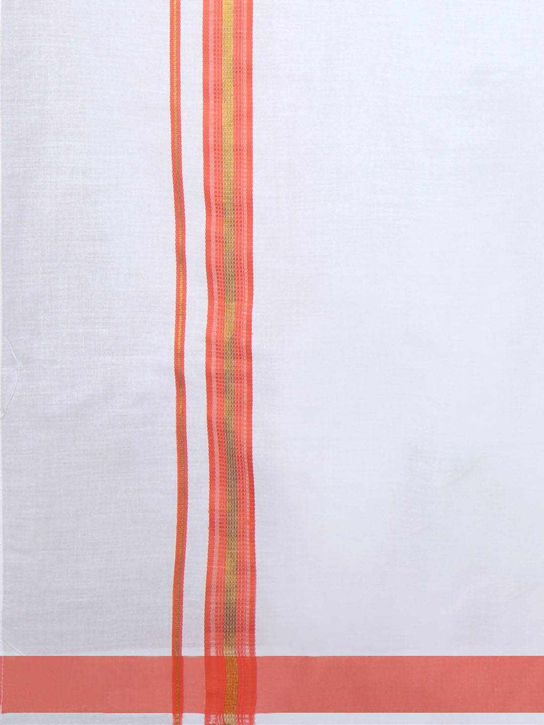 Men Cotton Blend Readymade Double Layer White Dhoti with Fancy Jari Border GFDA02