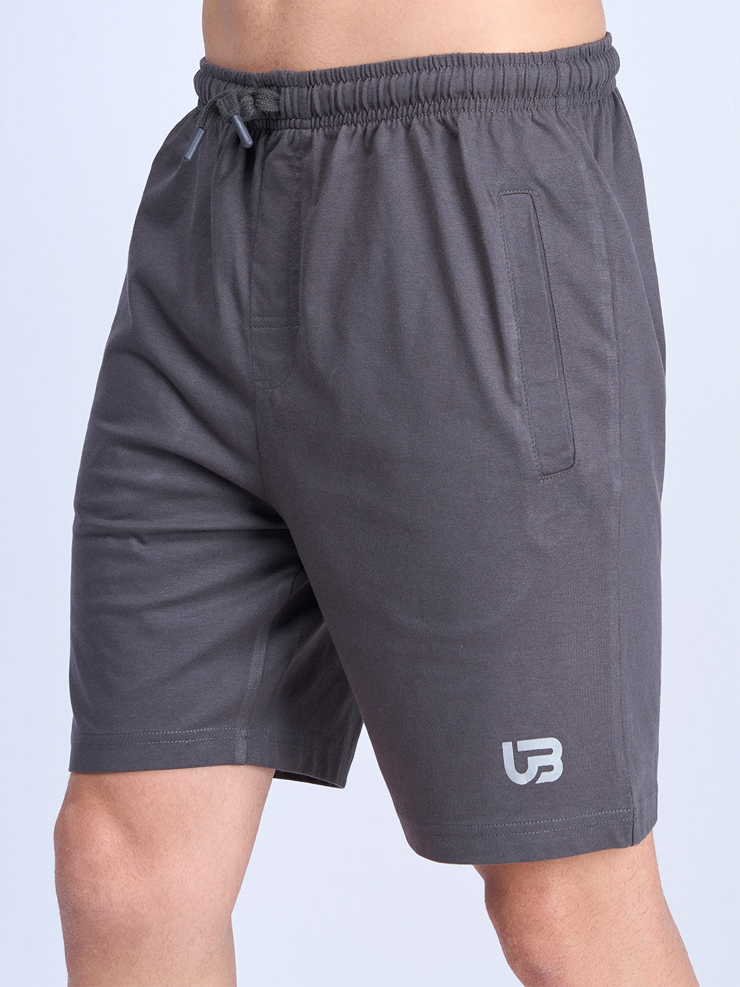 Men Dark Grey Combed Cotton Shorts