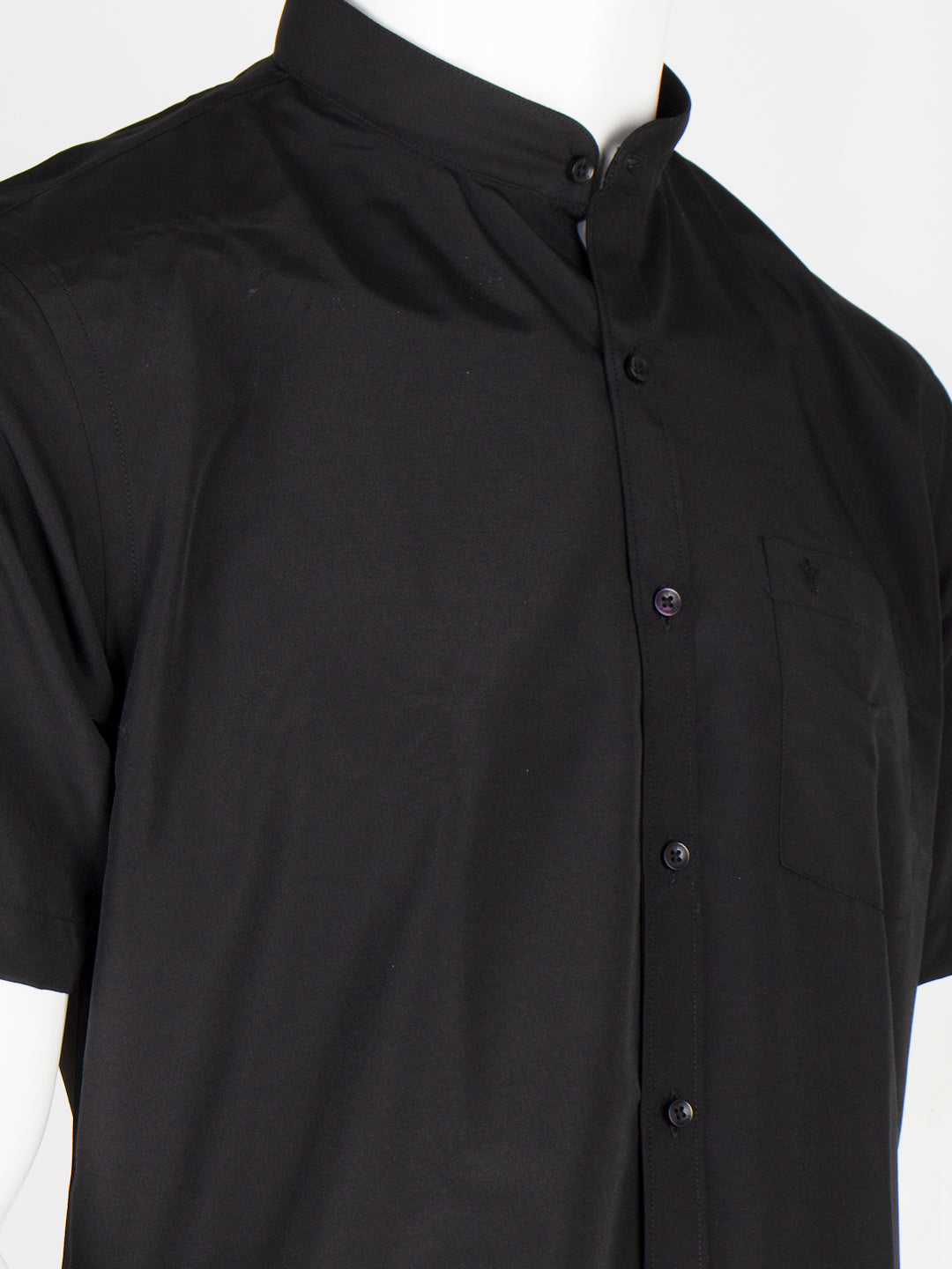 Men Cotton Rich Chinese Collar Shirt Culture Club Black