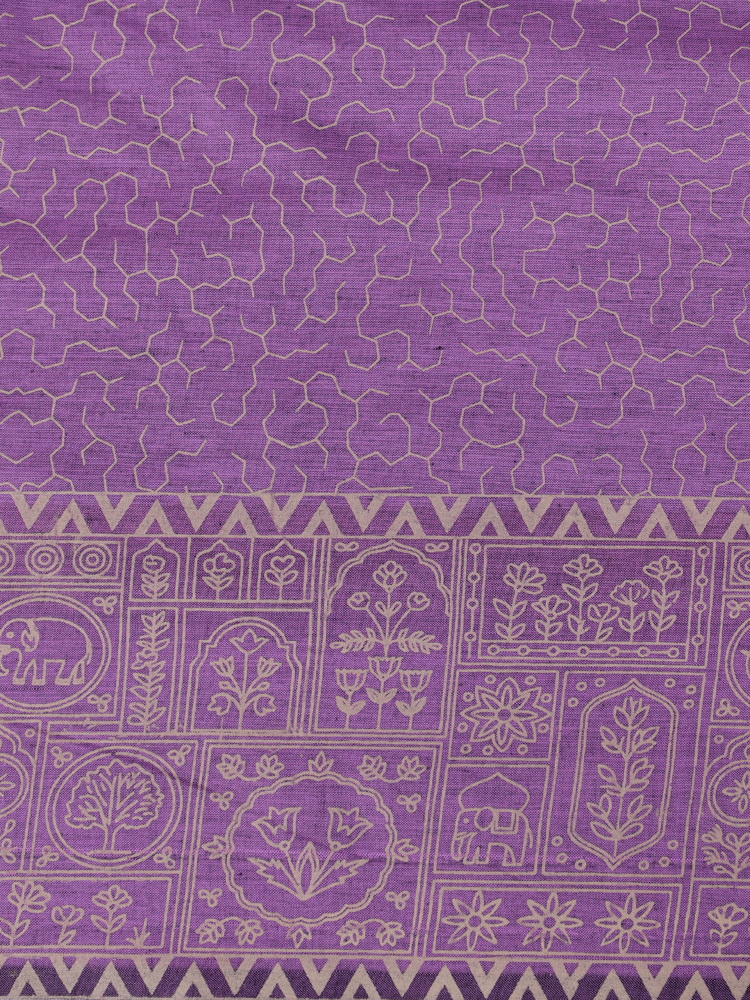 Women Pure Cotton Purple Printed Saree PCS285