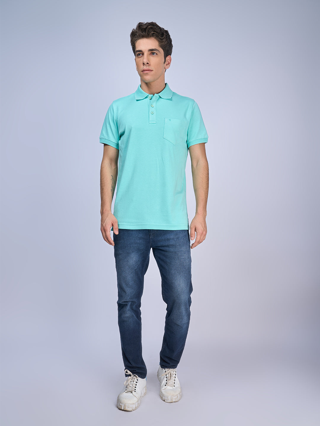 Mens Liquid Polo T-Shirt with Pocket Tshirt Ice Green