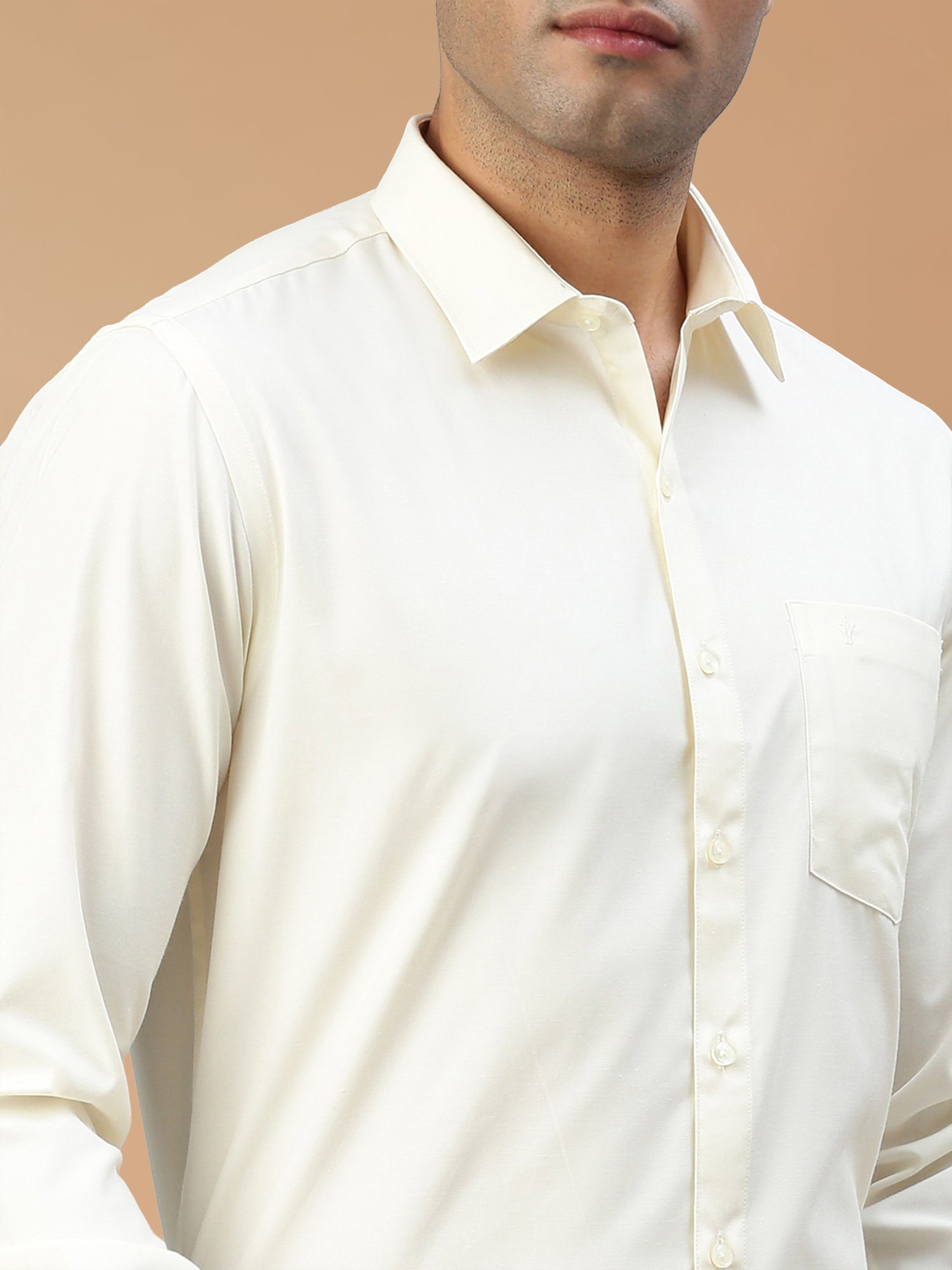 Cotton Rich Cream Regular Fit Shirt Kalyan