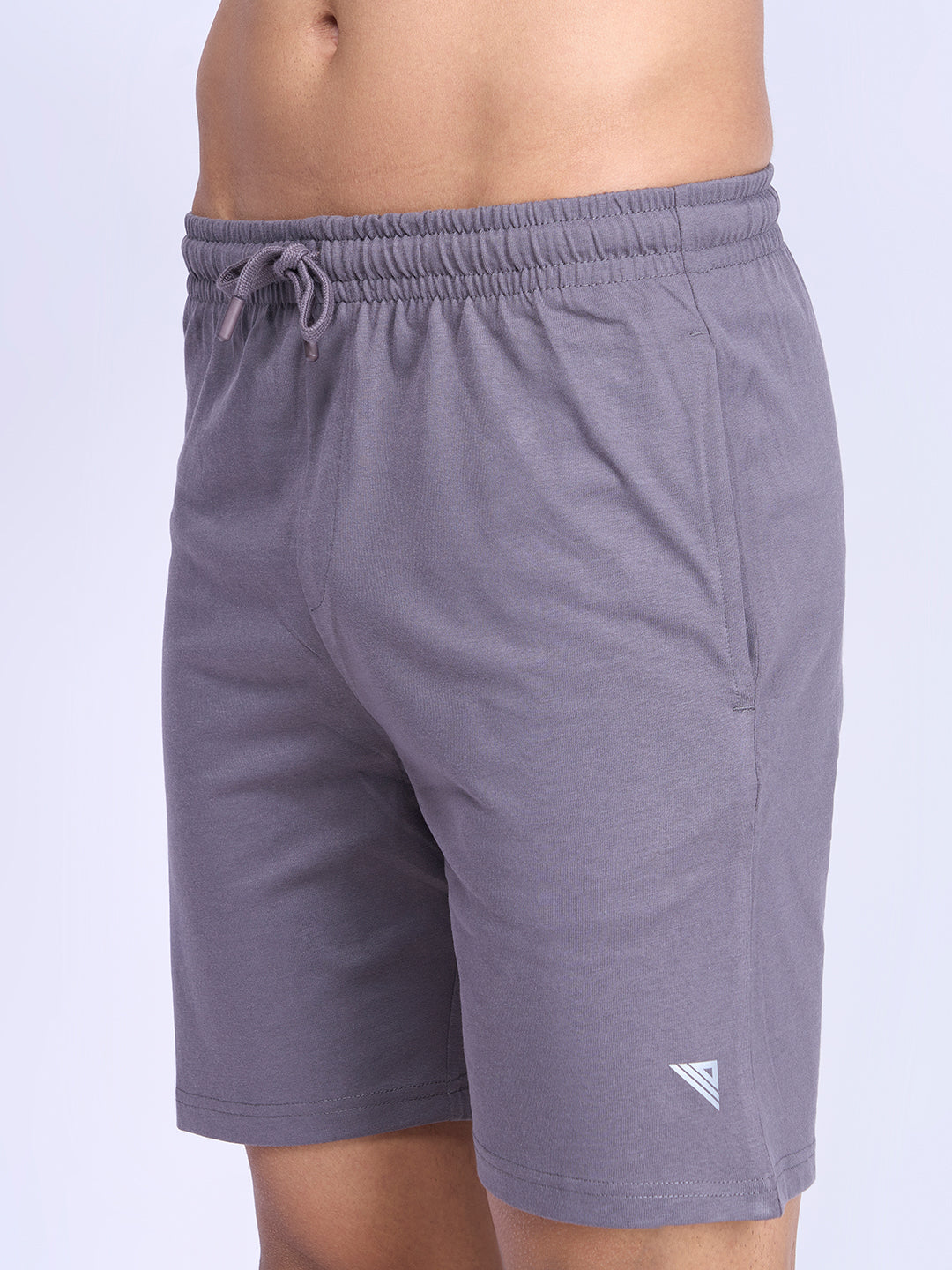 Men Combed Cotton Zipper Shorts Grey-ES5