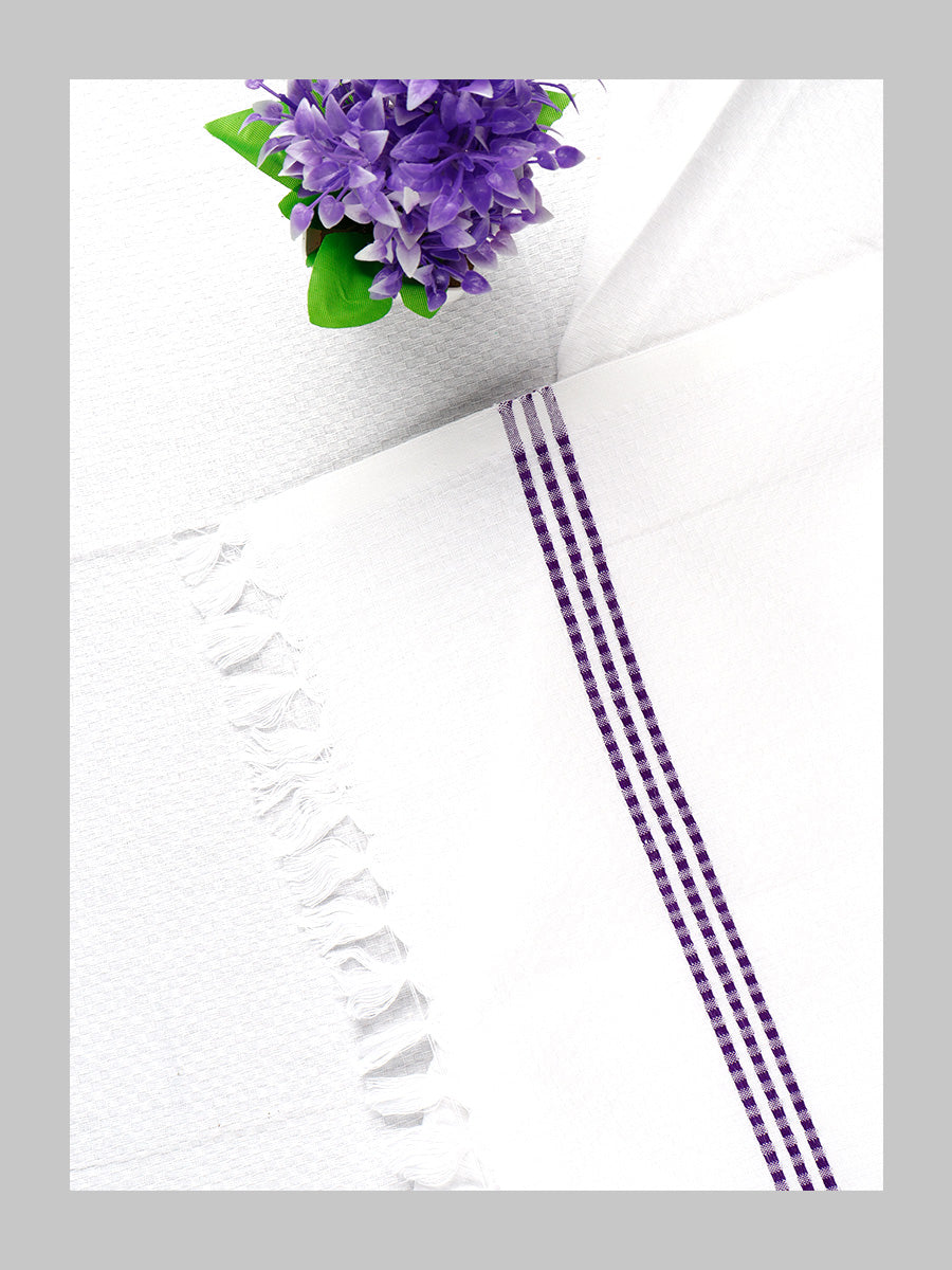 Cotton White Bath Towel Cypress-Purple