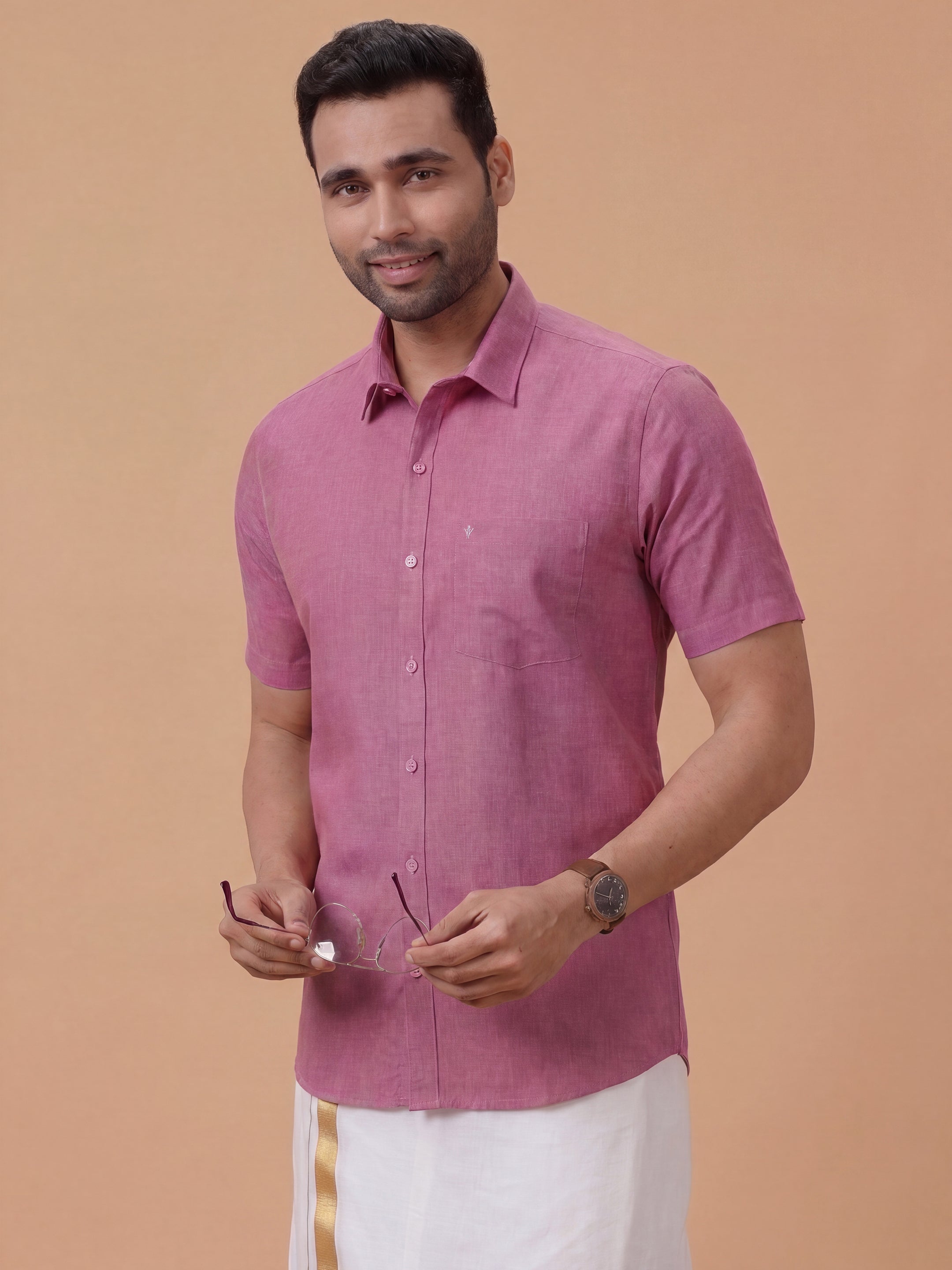 Cotton Rich Purply Pink Regular Fit Shirt T1 GC16