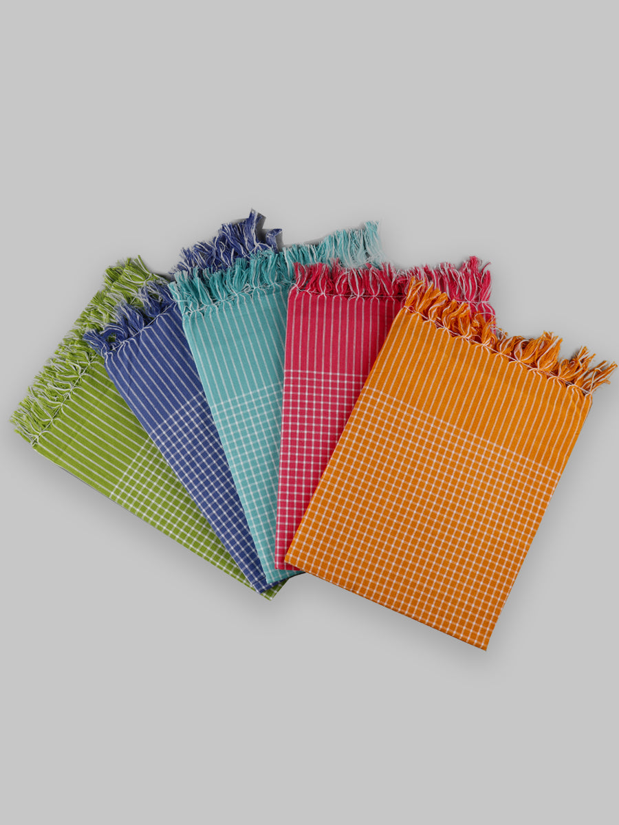 Hero Checked Towel Colour (2 PCs Pack)-Mix colour