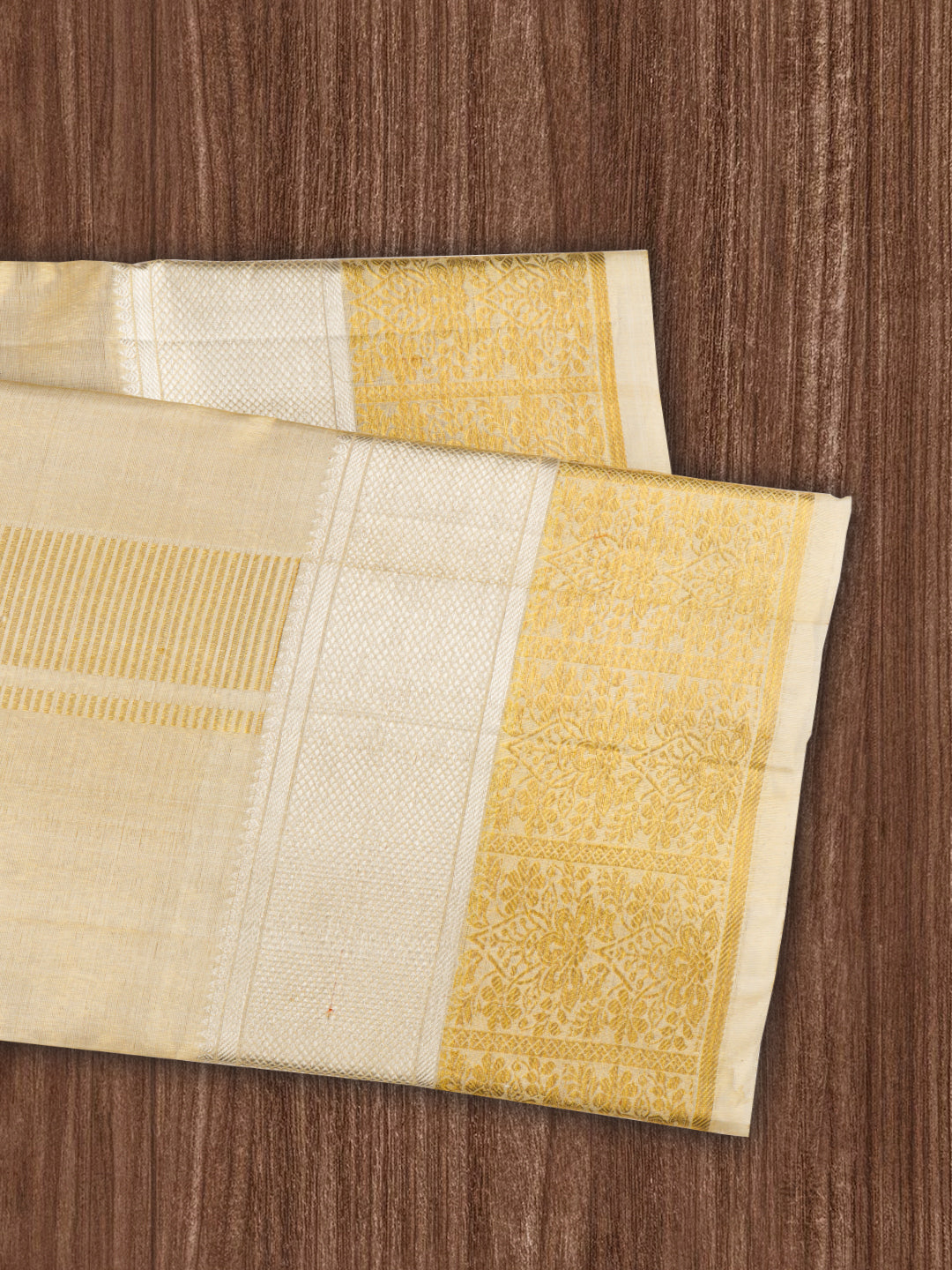 Men Premium Pure Silk Tissue Dhoti & Towel Set with 4 1/2" inch Jari Border Amirtham