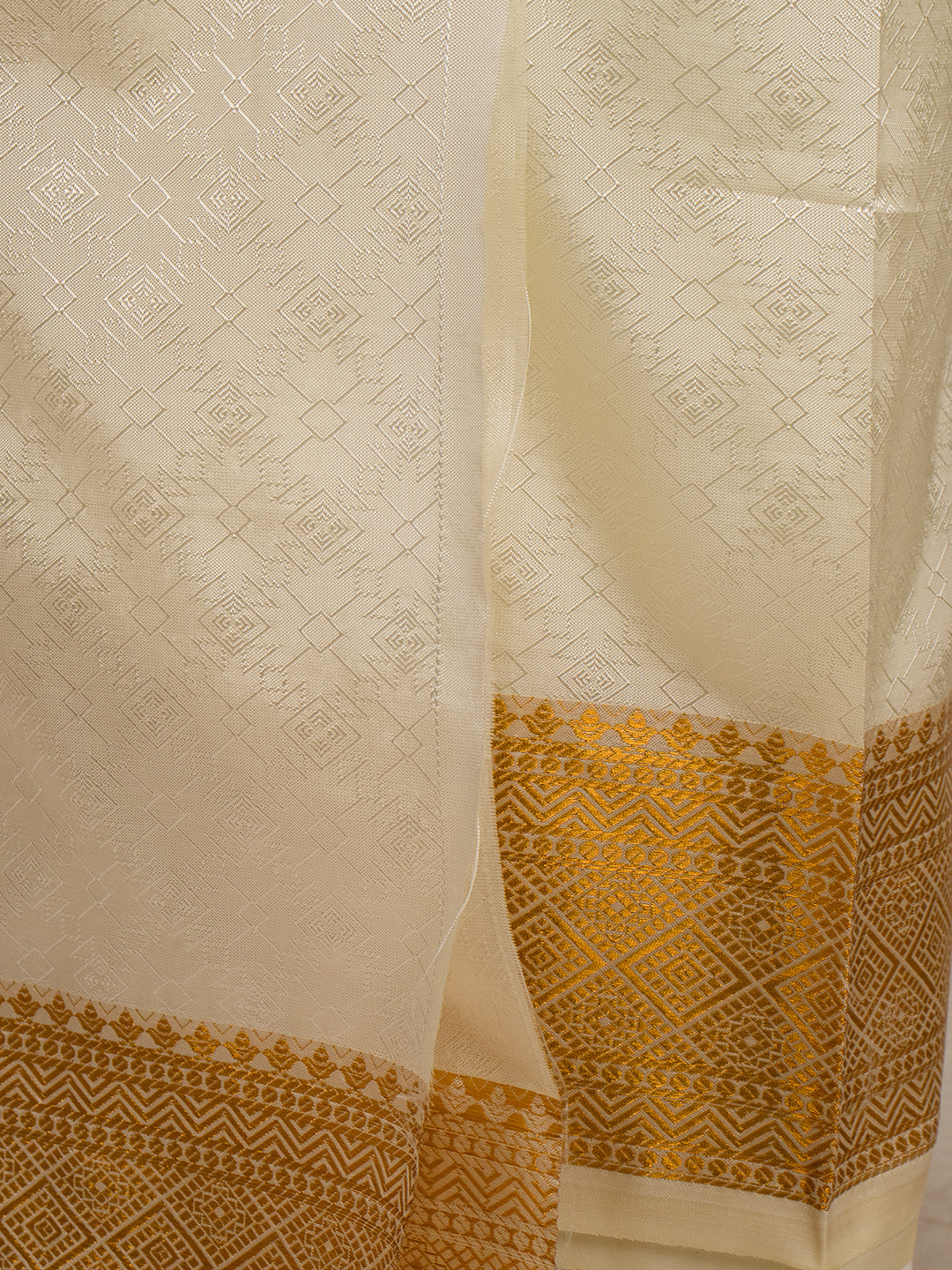 Men Art Silk Cream Self Design Shirt & Dhoti Towel Set Parinayam Grand CRJD4