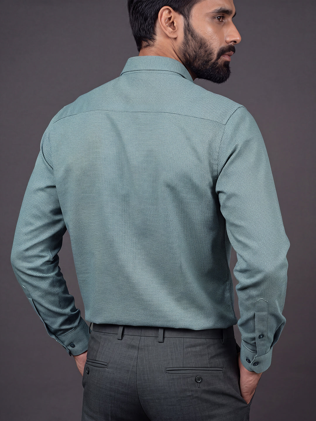 Prima Club Premium Cotton Dobby Teal Green Regular Fit Shirt SRBD2