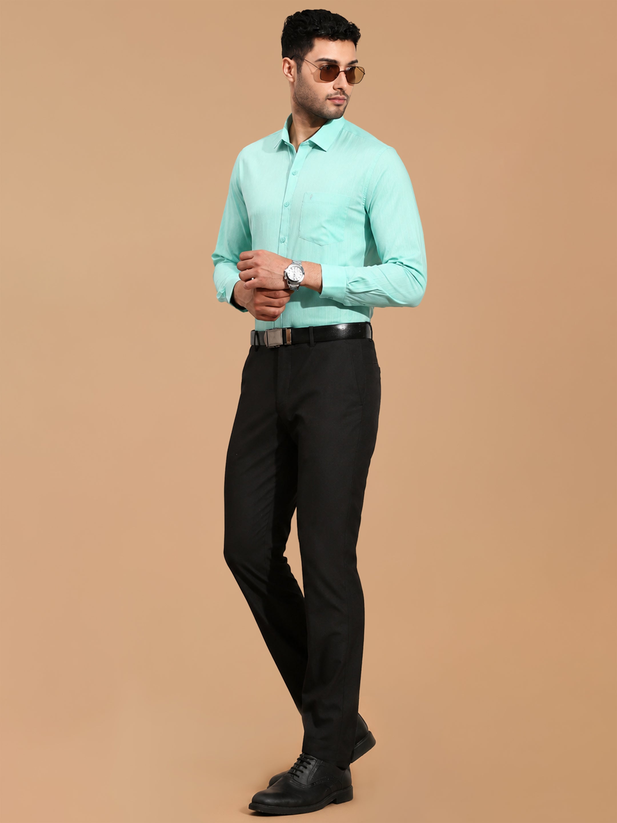 100% Cotton Vivid Cyan Smart Fit Shirt CL2 GT6