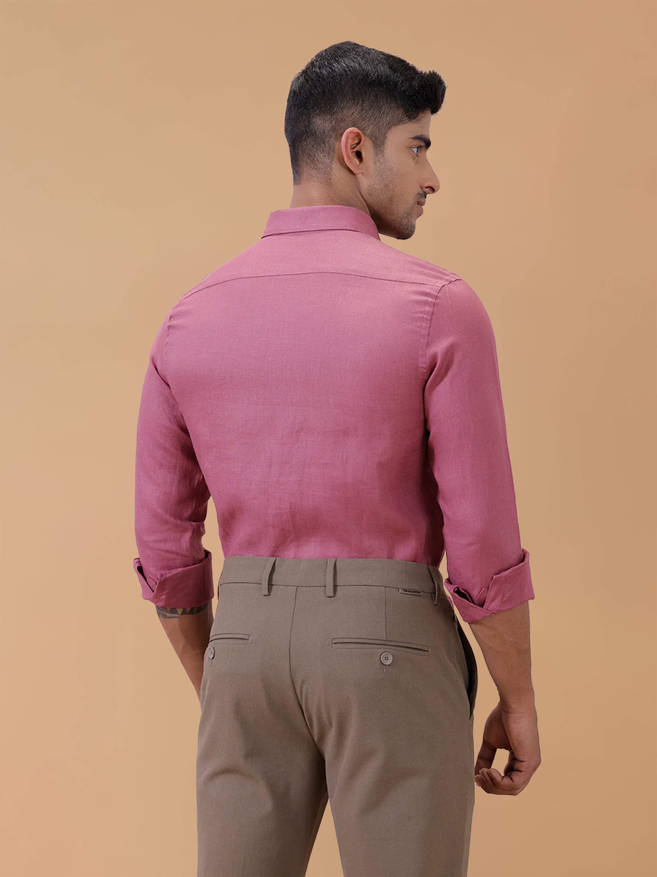 Pure Linen purple Pink Smart Fit Shirt L122