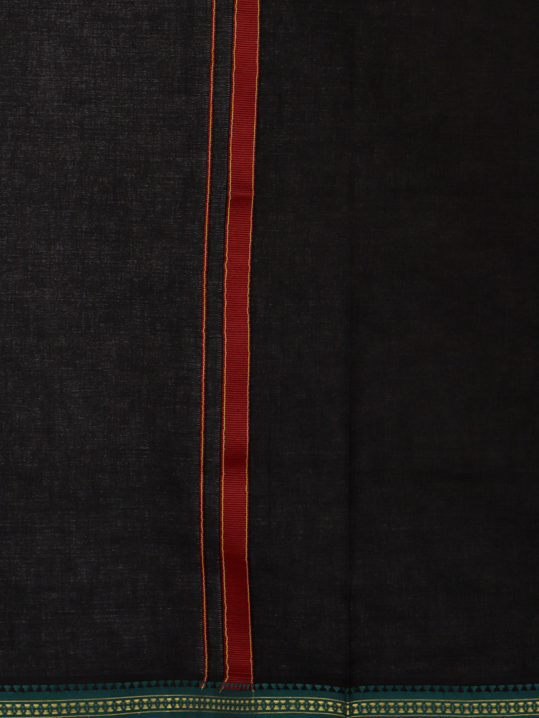 Men Cotton Blend Single Layer Black Dhoti with Mayilkhan Border Slokam (4 Way Dhoti )