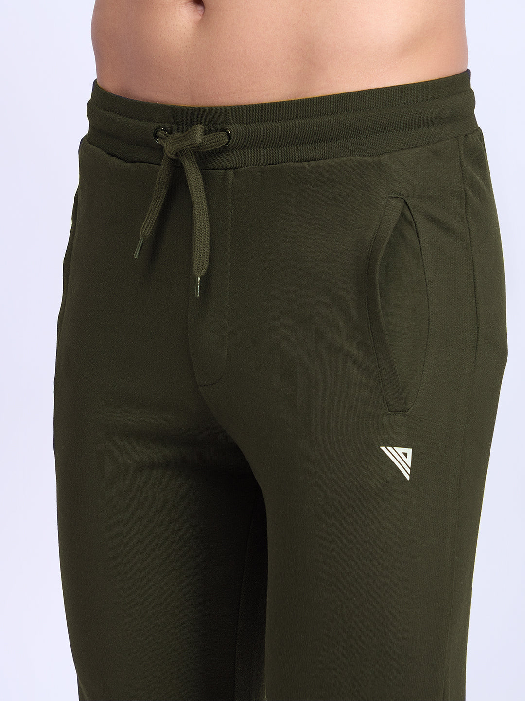 Men Combed Cotton Rich Jogger with Side Pockets Olive Green EJ6