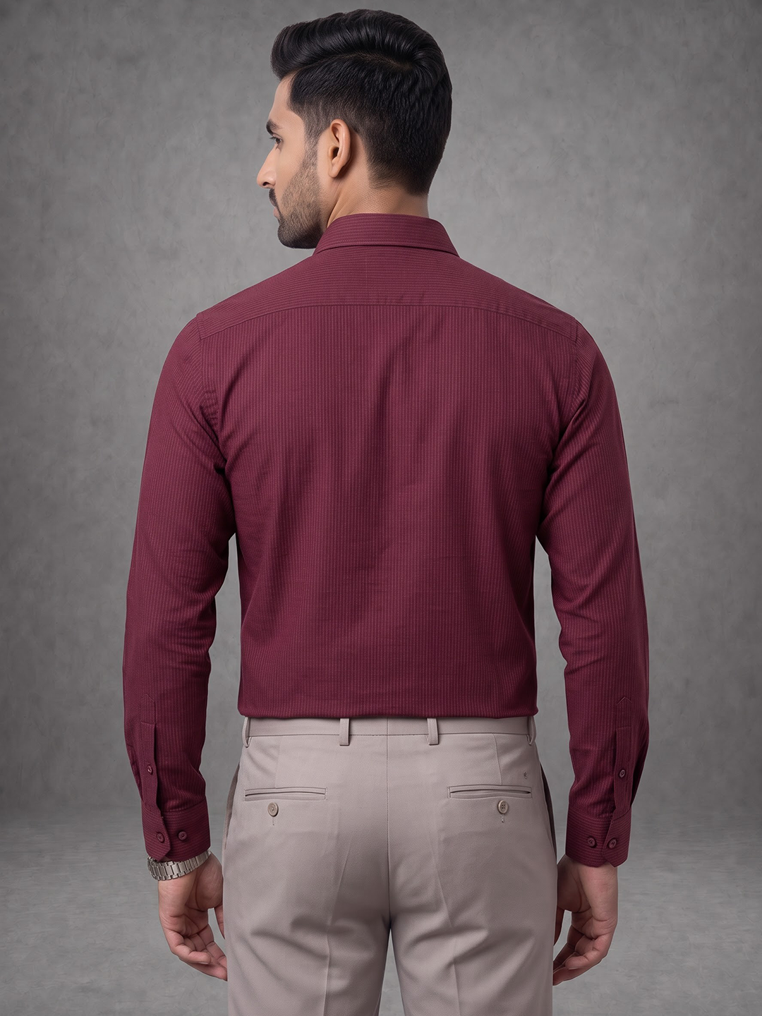 Prima Club Premium Cotton Dobby Pink Red Stripes Regular Fit Shirt SRAX3