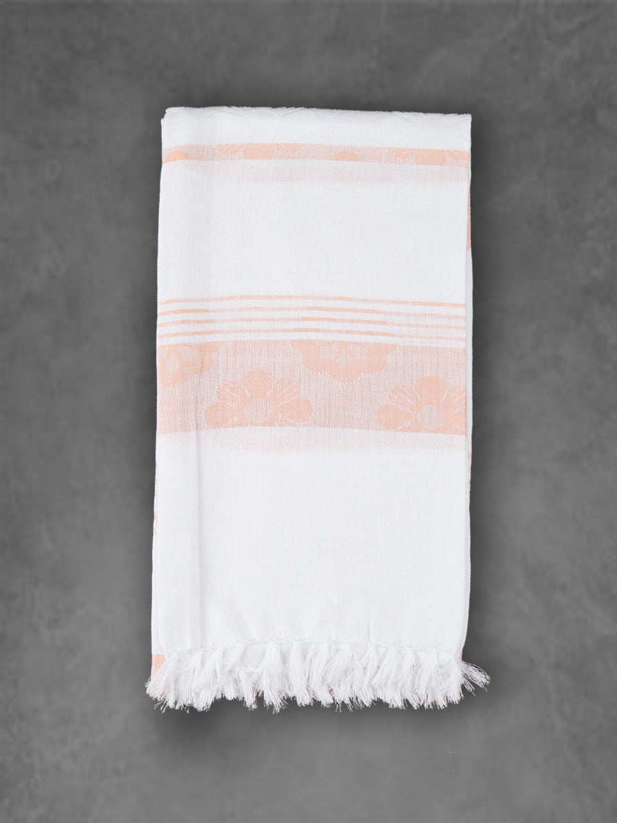 100% Cotton Soft Feel Colour Flower Design Bath Towel 1058 -Orange