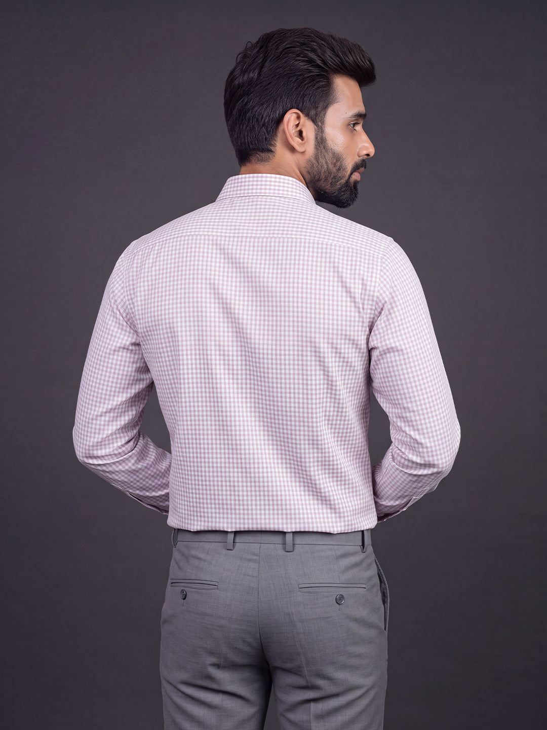 Prima Club Premium Cotton Dobby White Purple Checked Regular Fit Shirt SRBP3