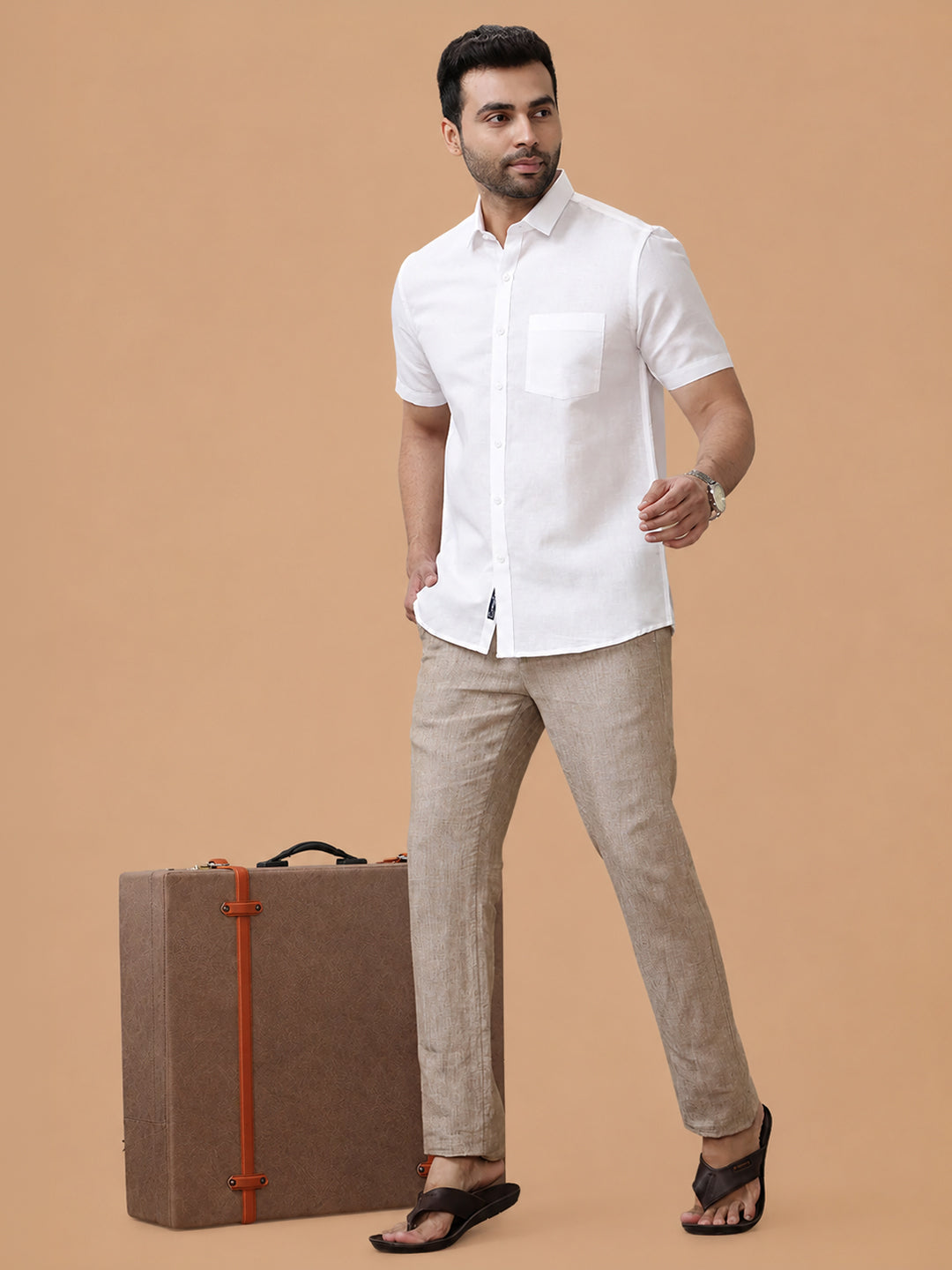 Linen Cotton White Shirt – Linen Park 7447 | Smart Fit