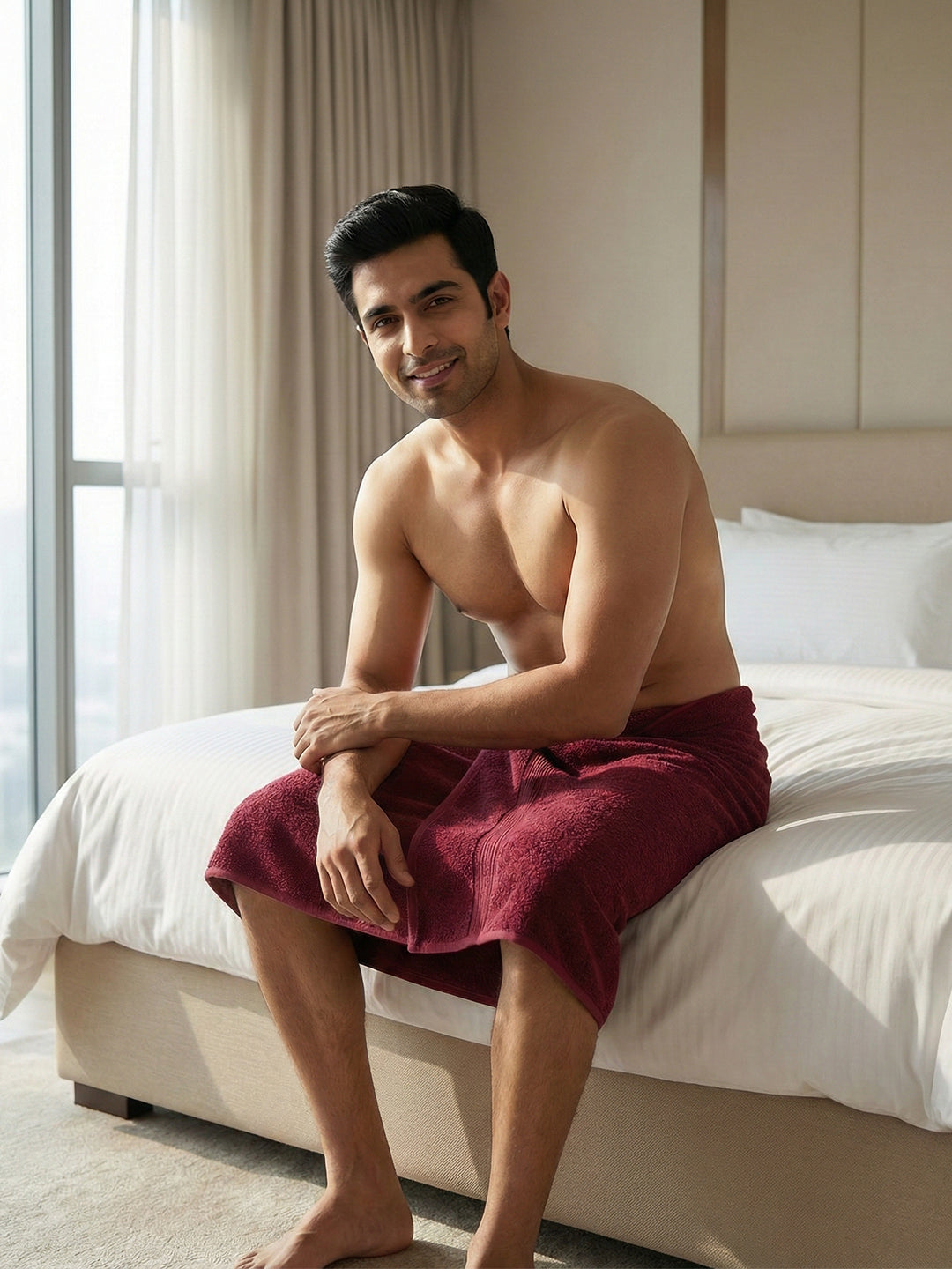 You & Me Premium Soft Terry Cotton Couple Bath, Face & Hand Towels Rumba Red (Pack Of 6)