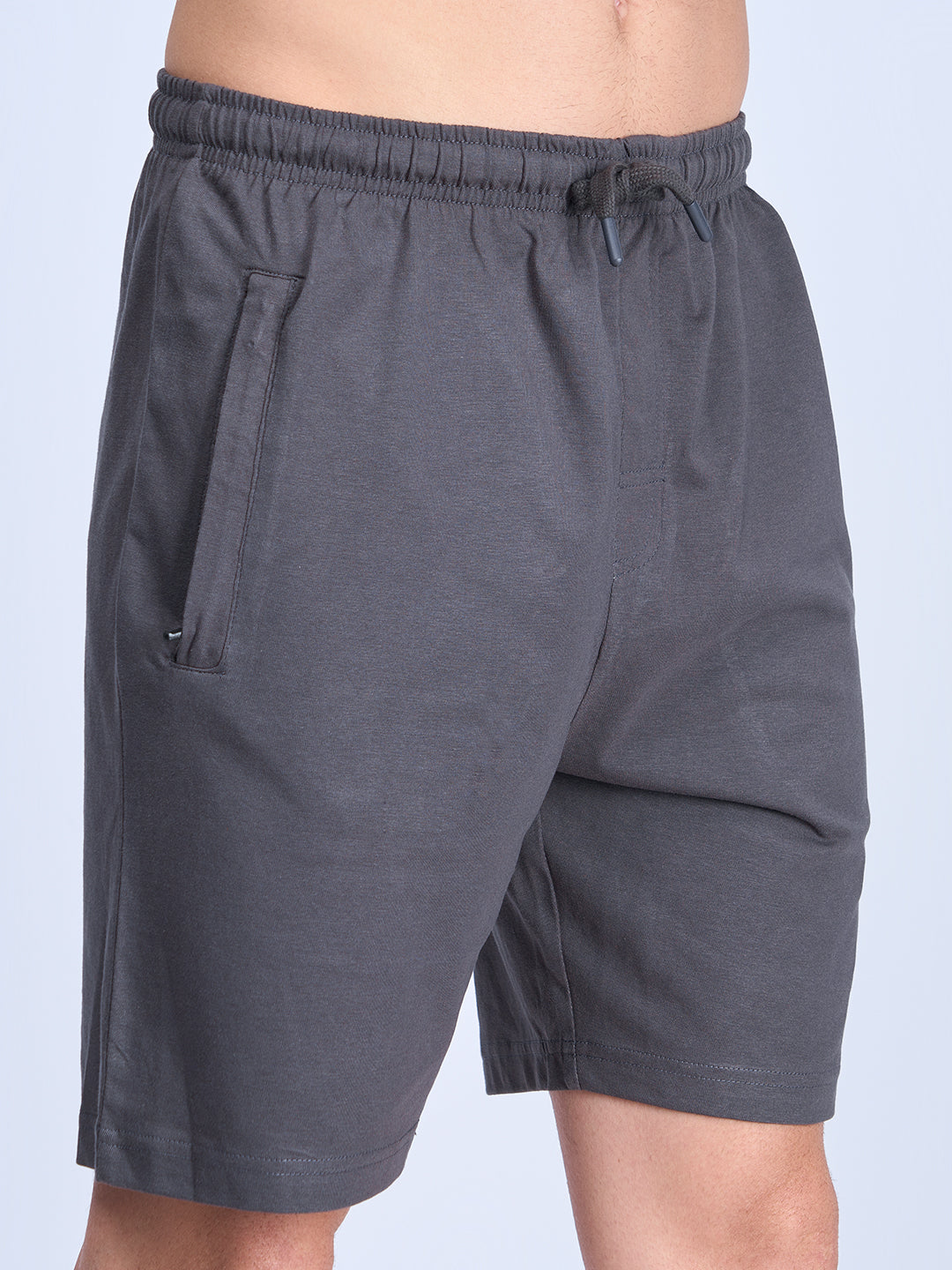 Men Dark Grey Combed Cotton Shorts