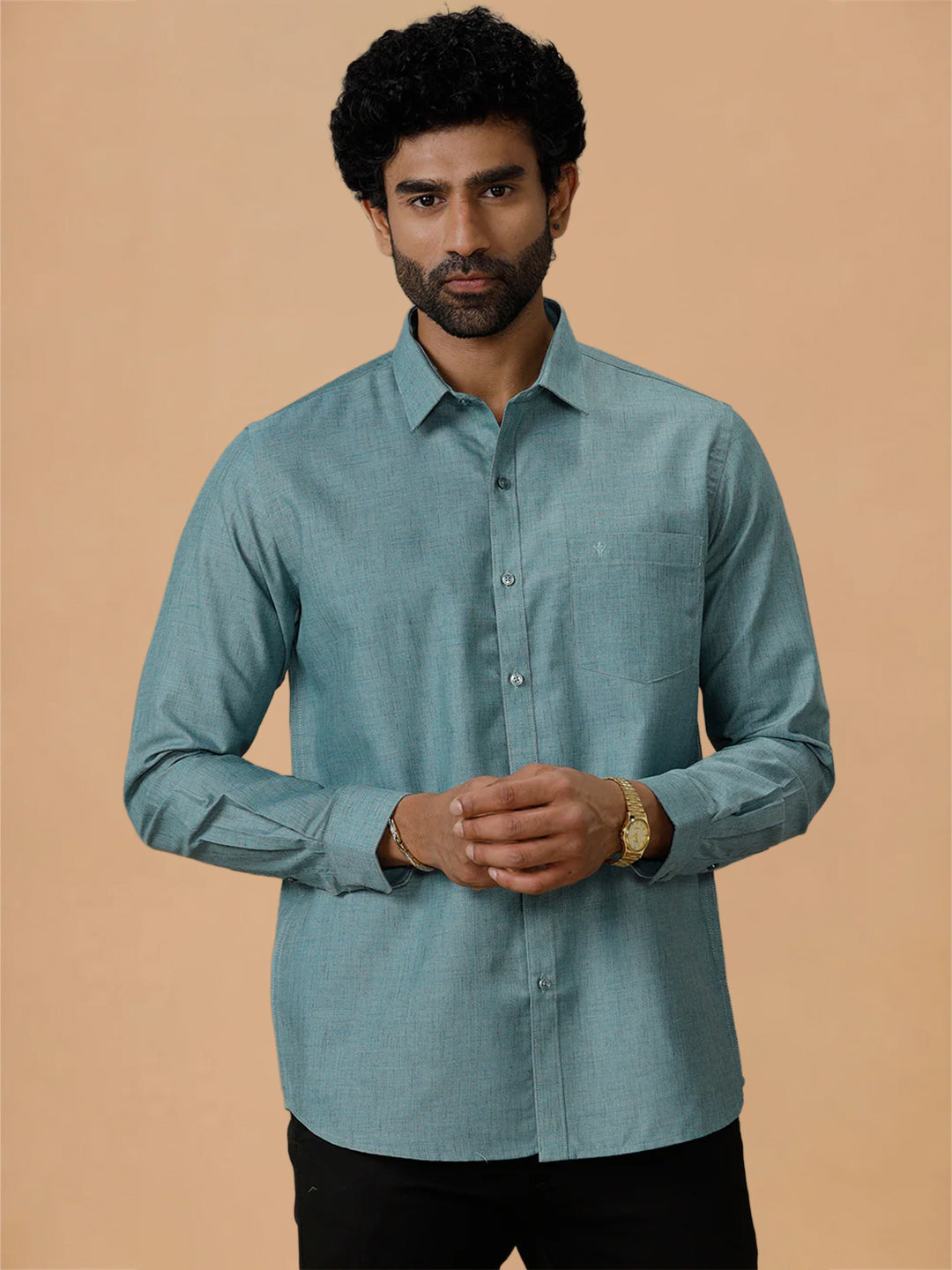 Cotton Rich Pine Green Regular Fit Shirt Trendy 8 YH5
