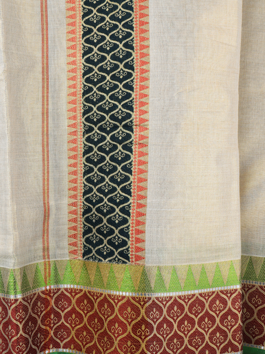 Men Tissue Gold Kurta Fabric & Panchakacham Set BS01
