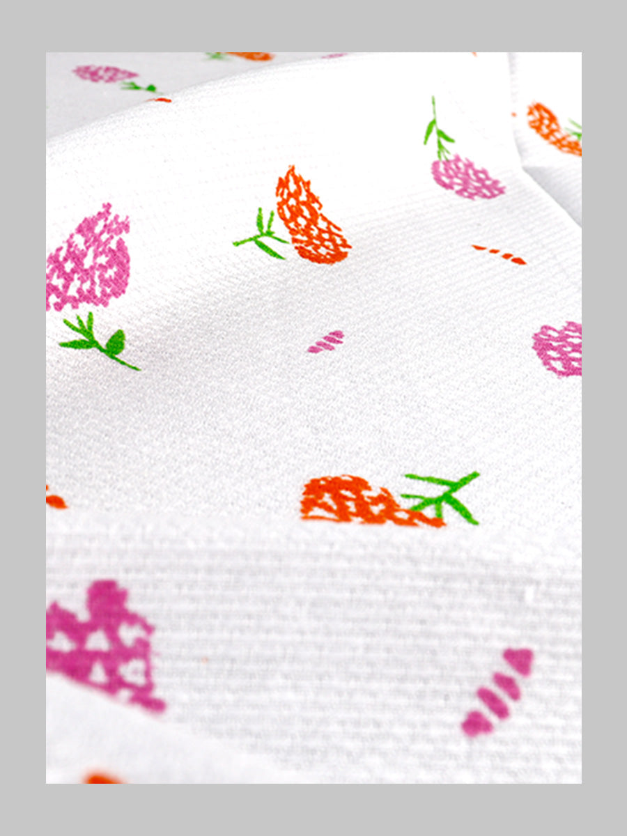 Misty Rose Cotton White Print Bath Towel-Pattern view