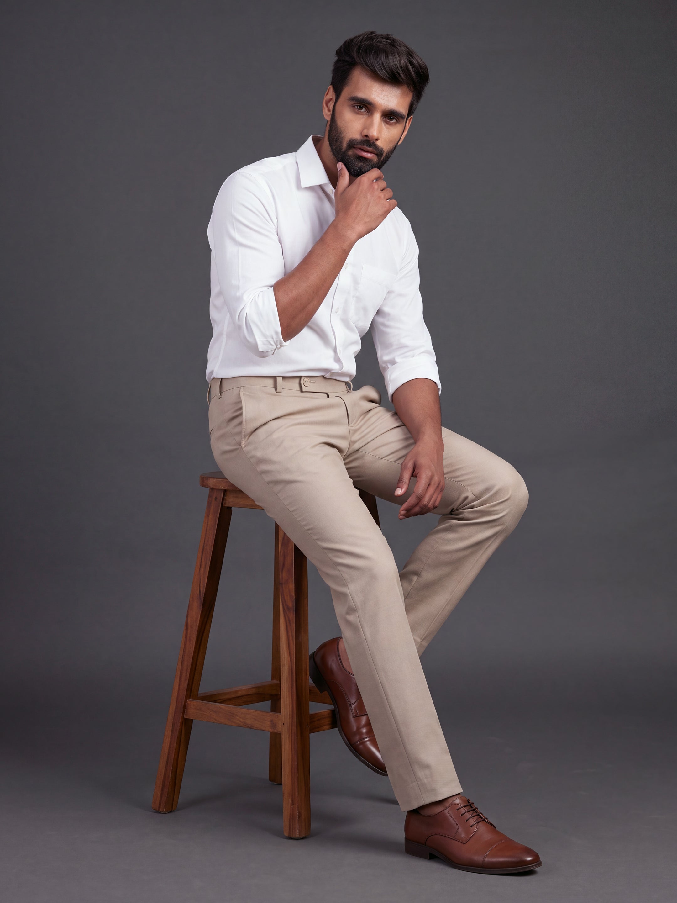 Prima Club Cotton Poly Viscose Stretchable Waistband Khaki Pants