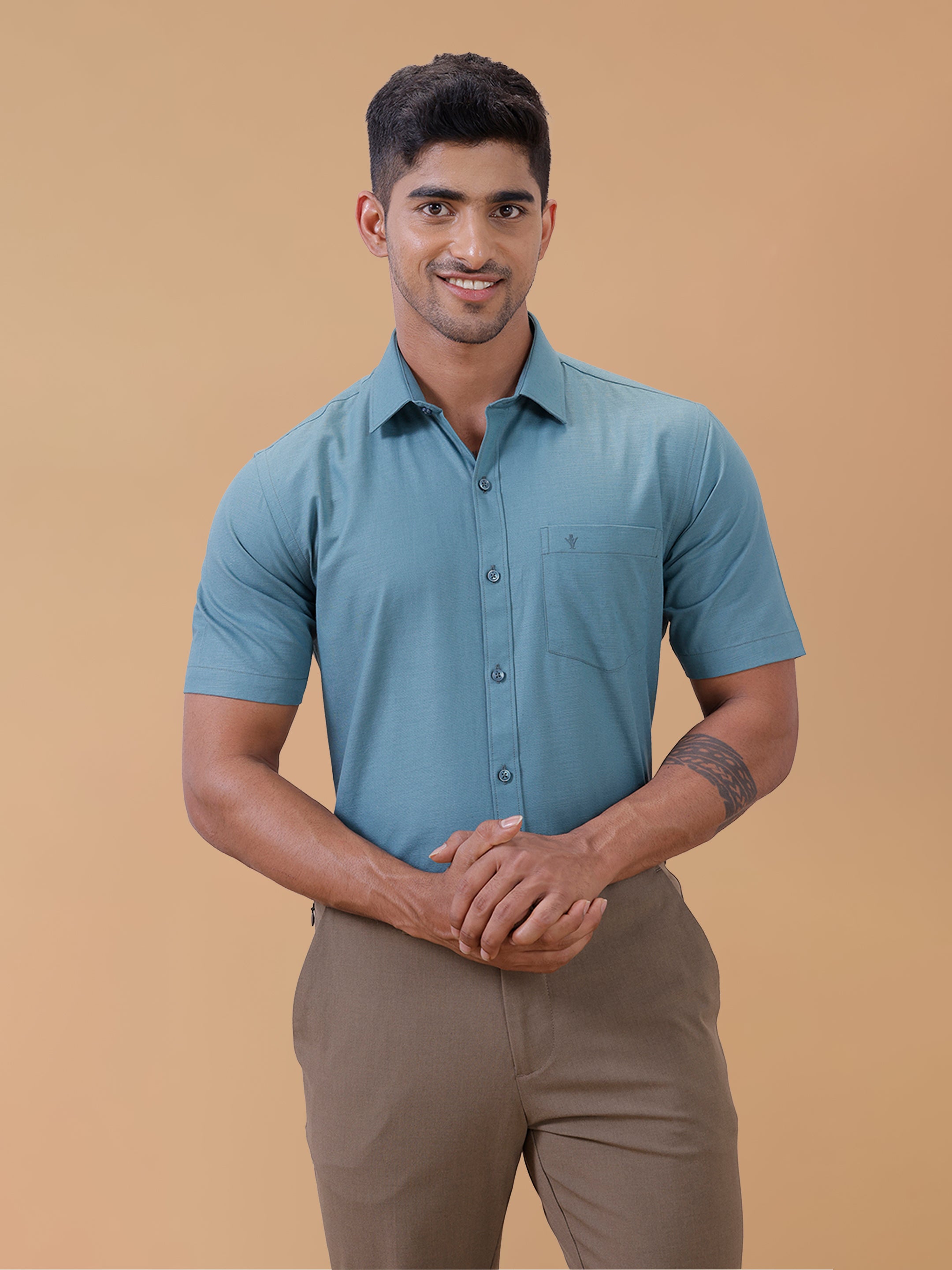 Cotton Rich Dark Teal Green Regular Fit T64 ANT7