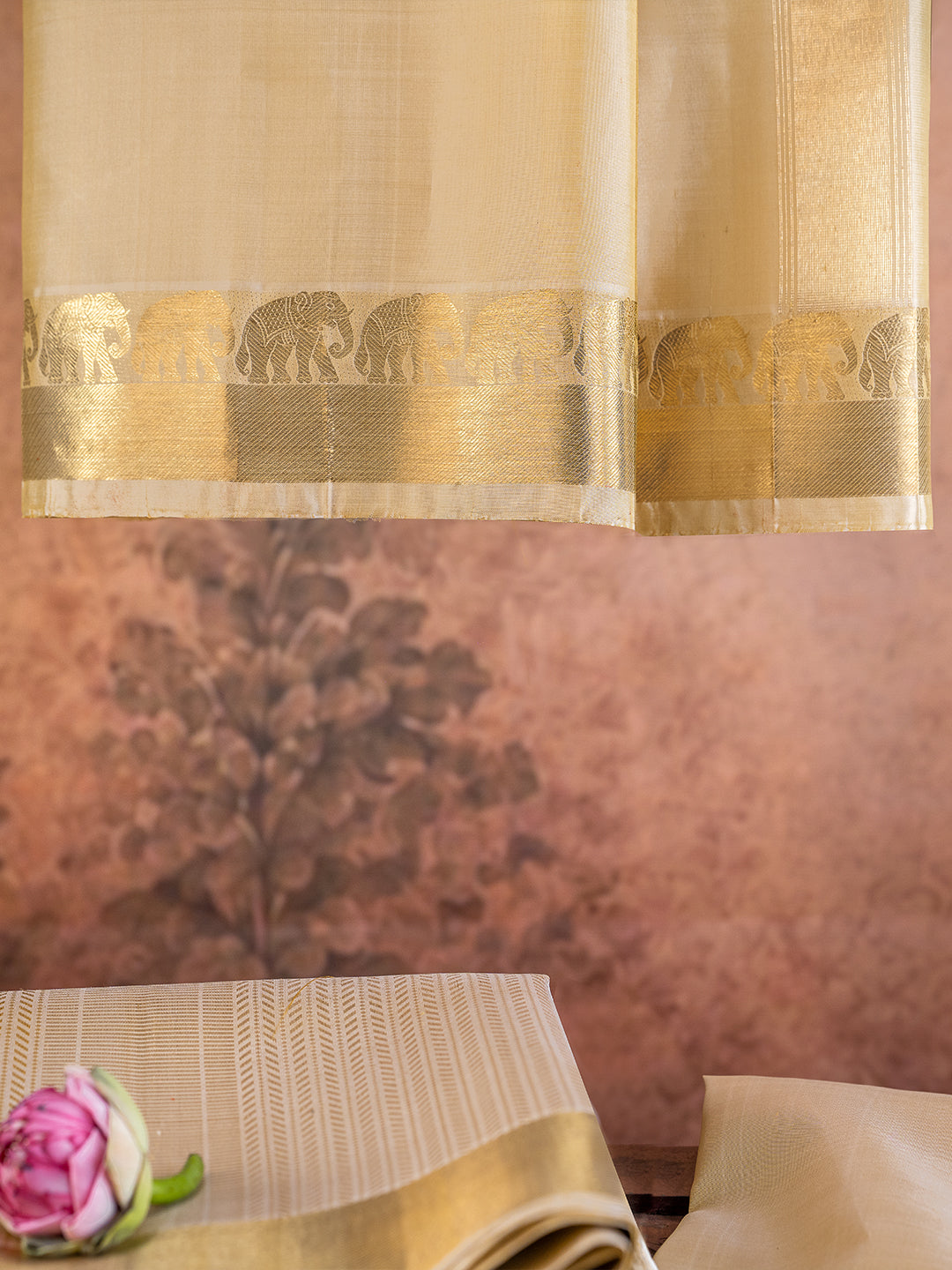 Pure Silk 3" Elephant Jari Border Wedding Dhoti & Towel Set – Amirtham