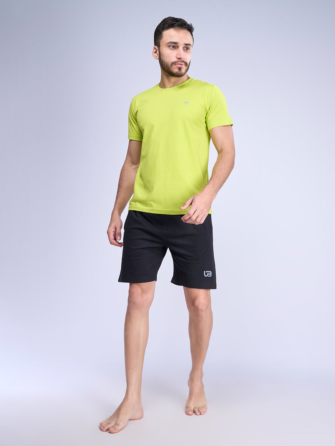 Men Black Combed Cotton Shorts