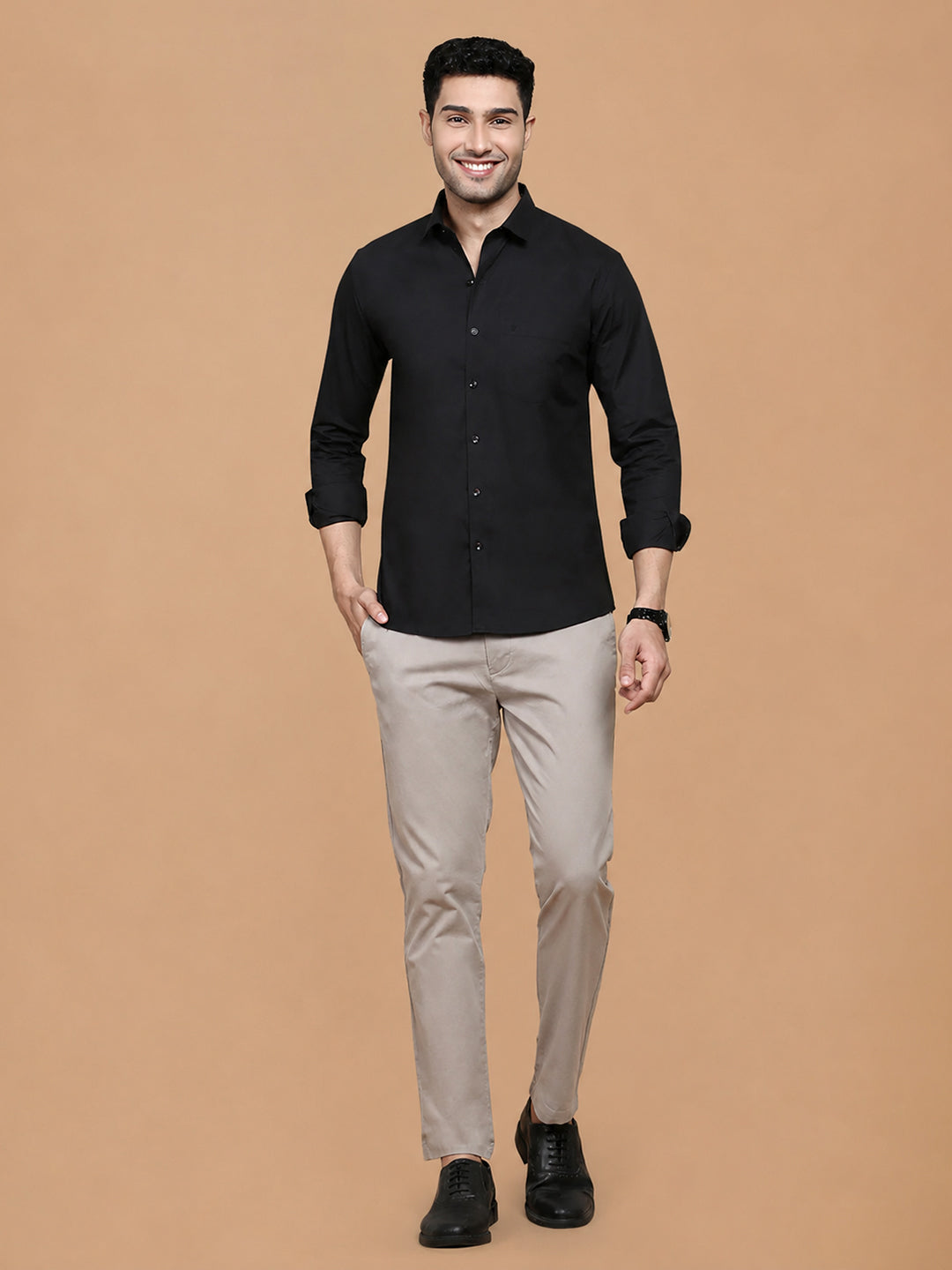 100% Cotton Regular Fit Classic Black Shirt