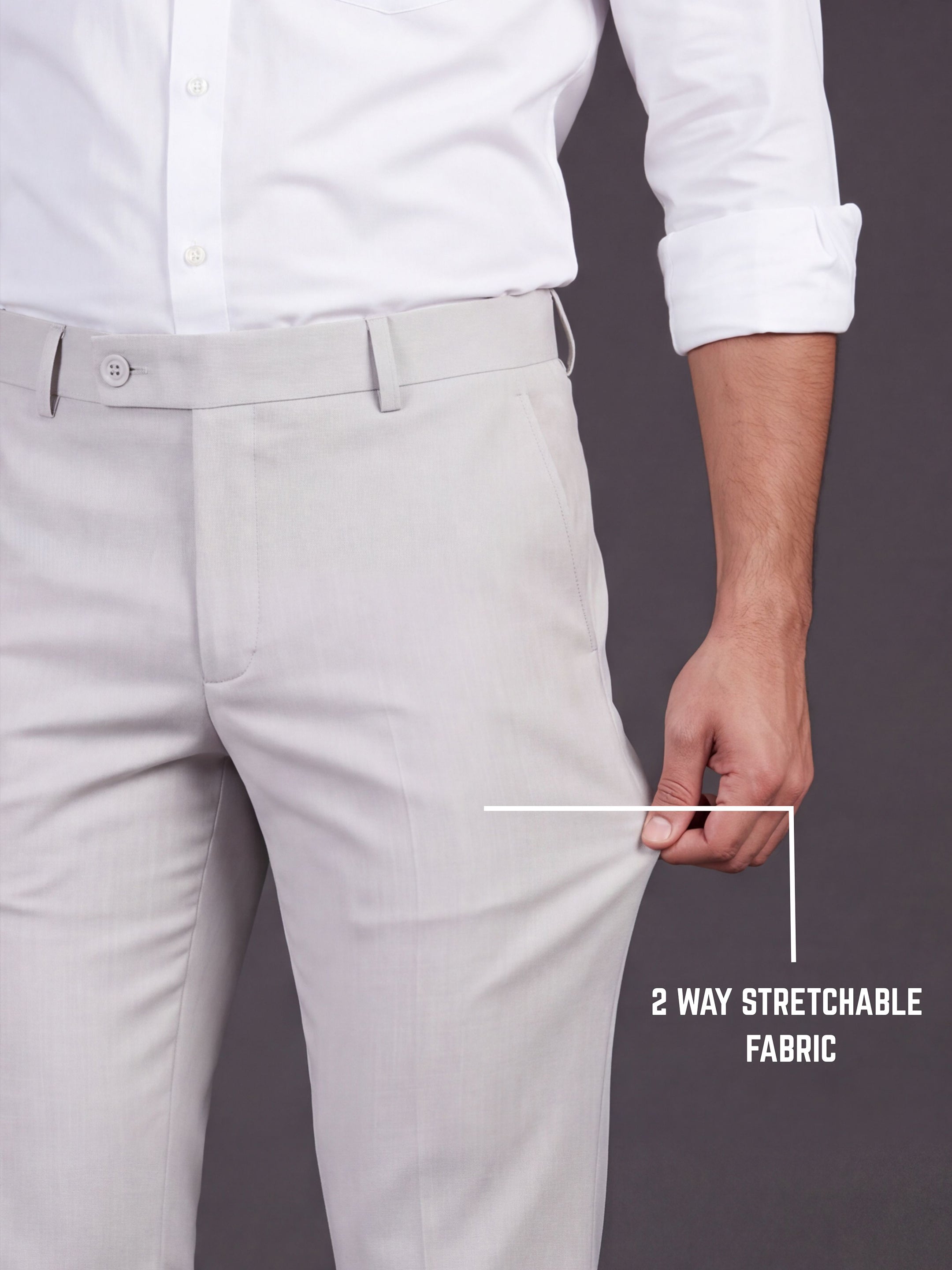 Prima Club Cotton Poly Viscose Stretchable Waistband Light Grey Pants