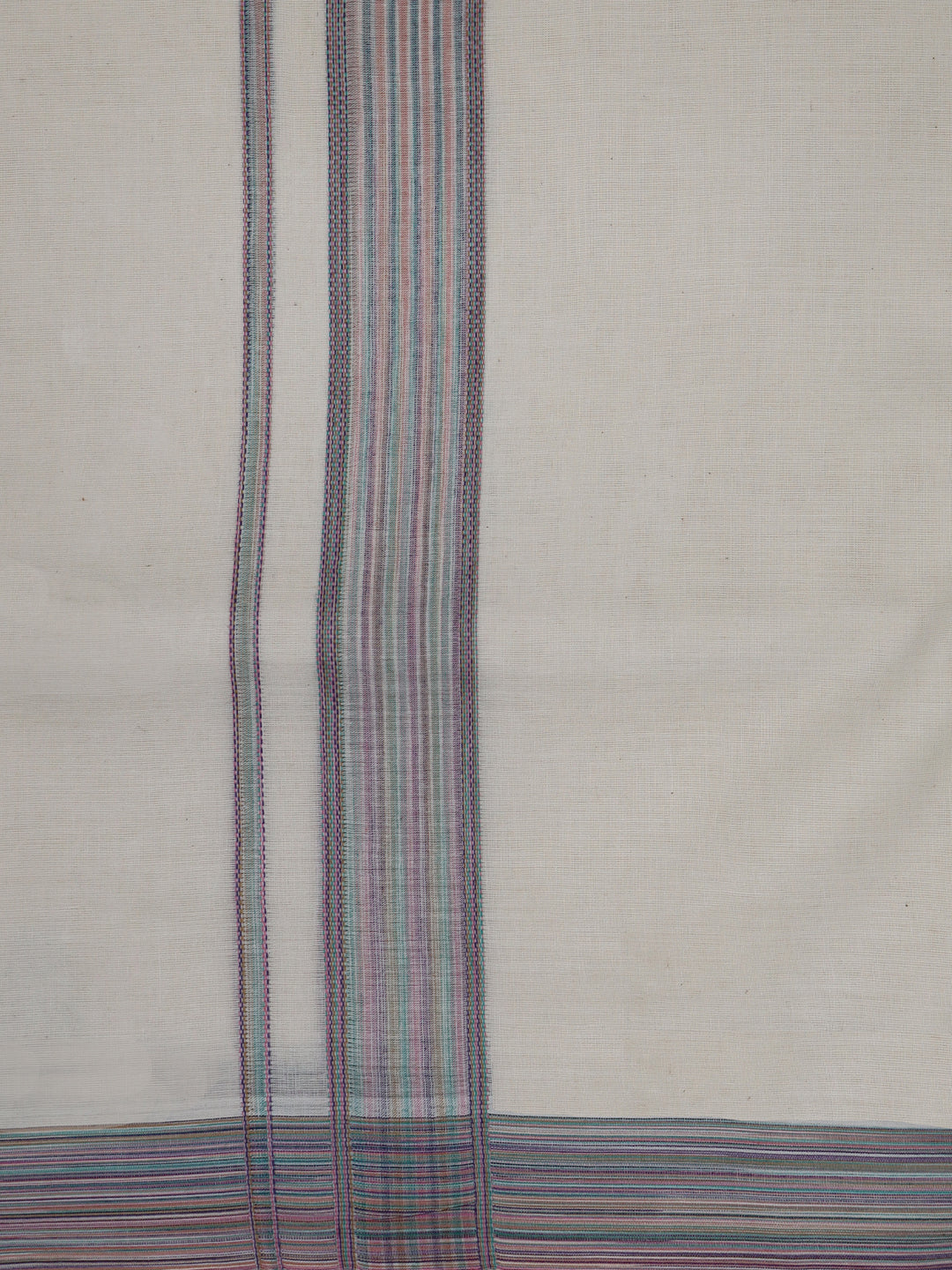 Double Layer 100% Cotton Cream Kora Dhoti with Colour Border - RKF06