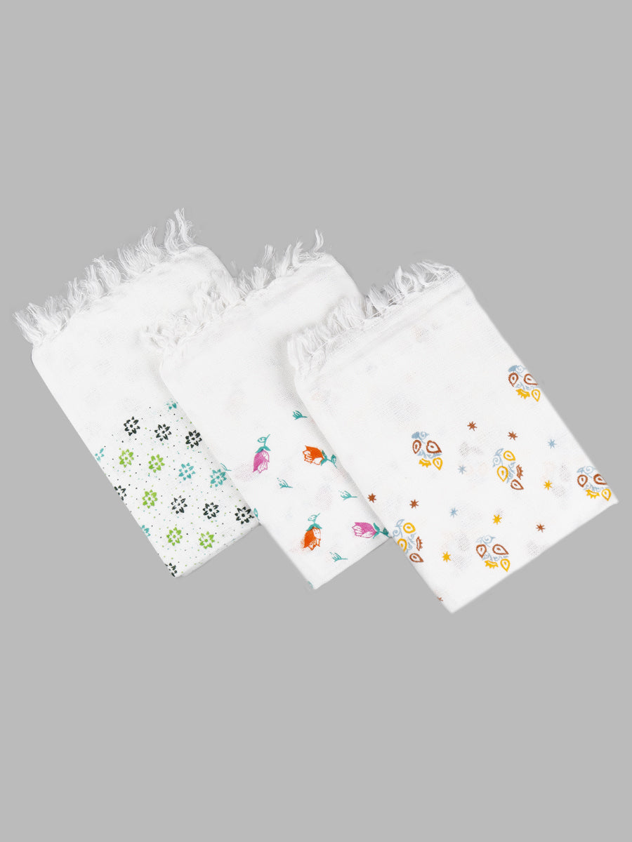 Cotton White Print Bath Towel NO 4092 (2 PCs Pack)-Mix view