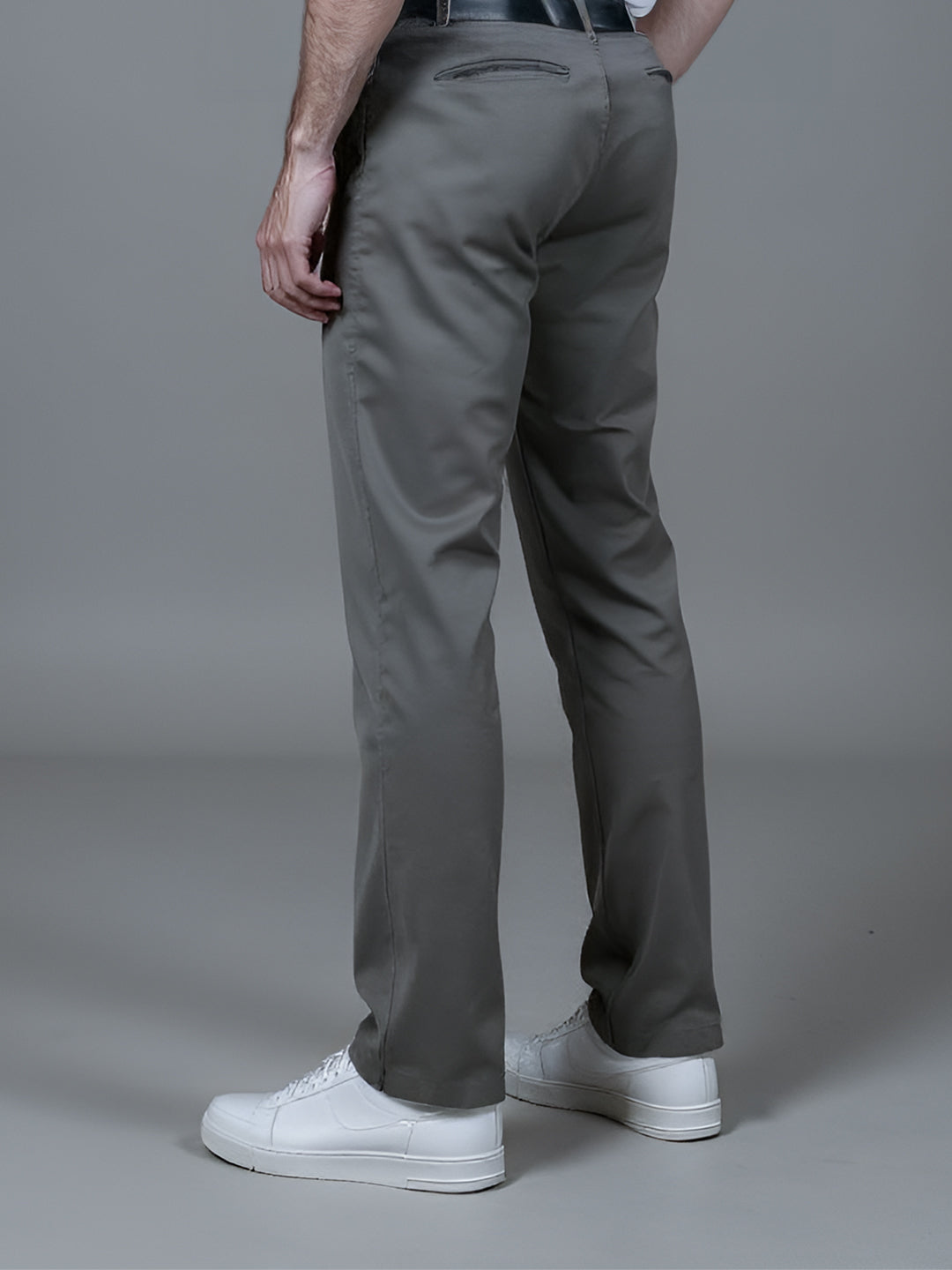 Men Cotton Lycra Ash Grey Smart Fit Pant Zara
